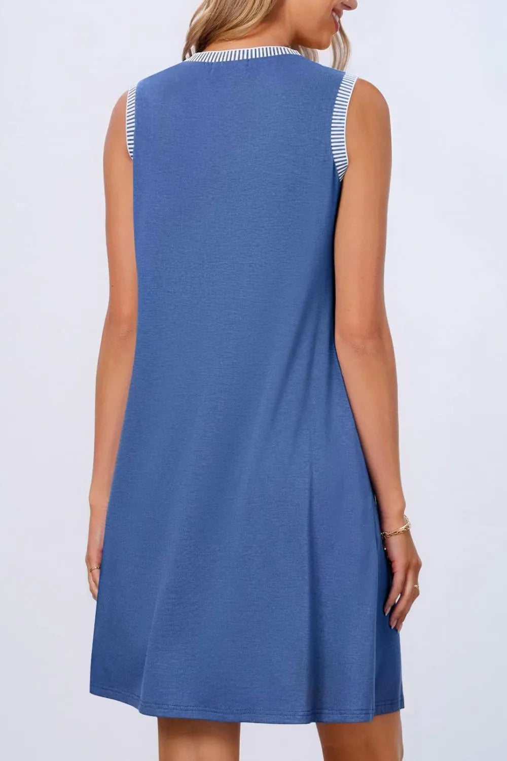 Round Neck Sleeveless Tank Dress with Pockets