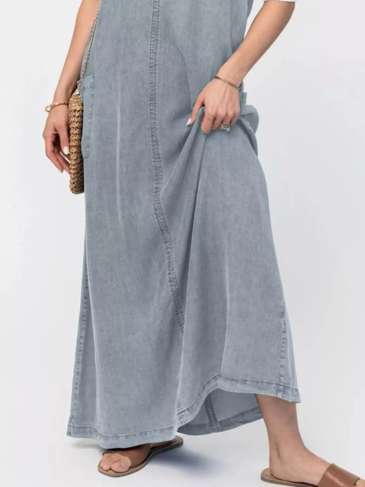 Washed Denim Cami Maxi Dress