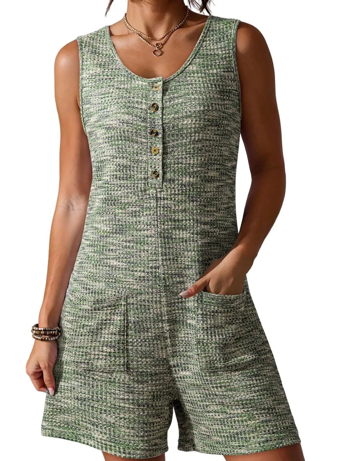 Sleeveless Button Detail Romper
