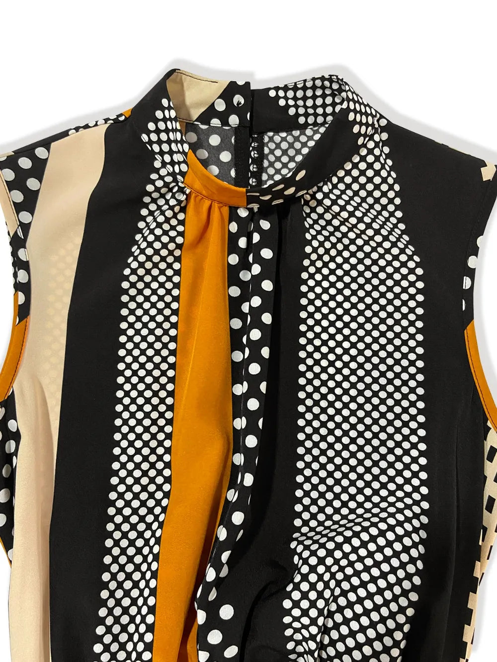Tied Color Block Sleeveless Romper in Black