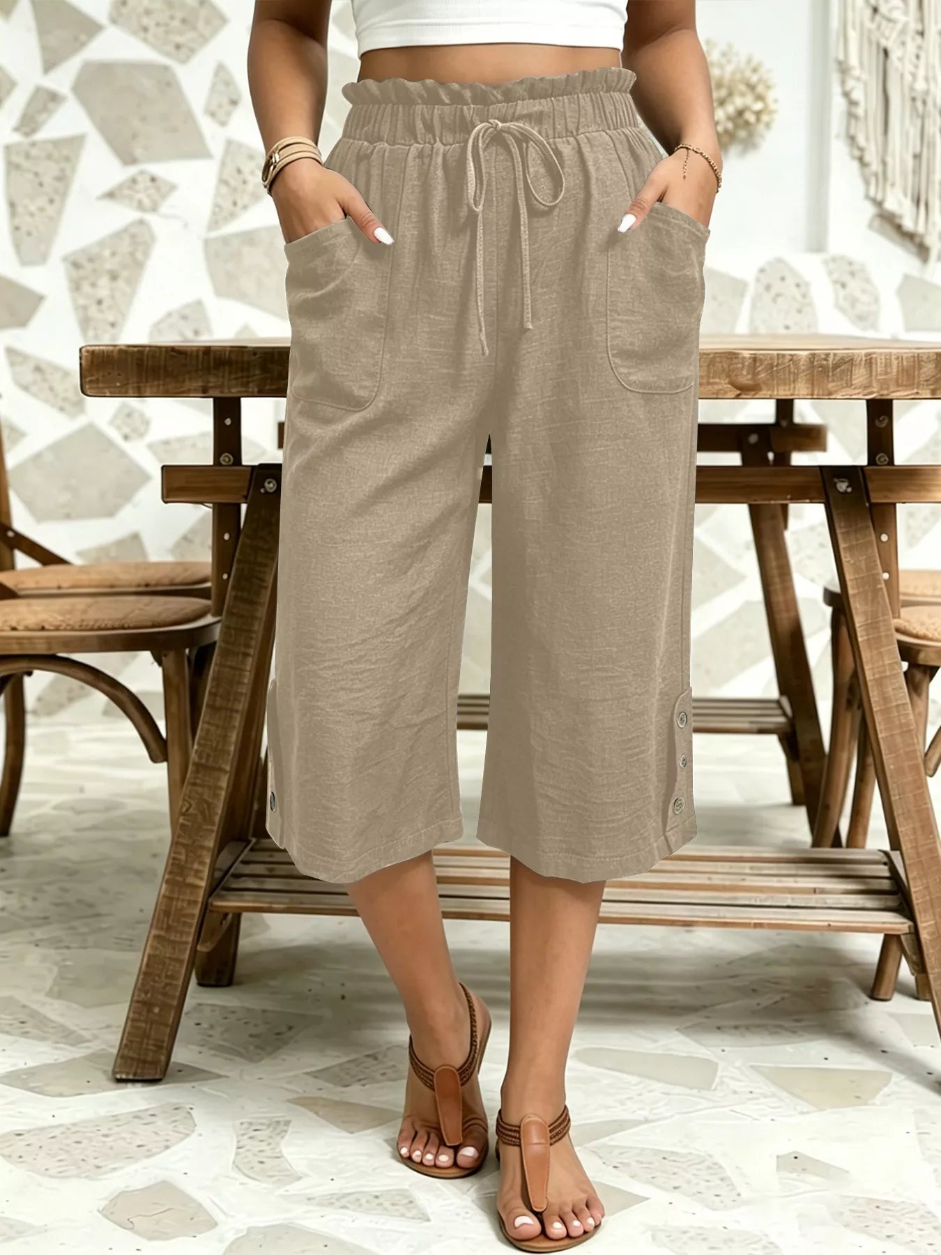 Paperbag Waist Drawstring Capris