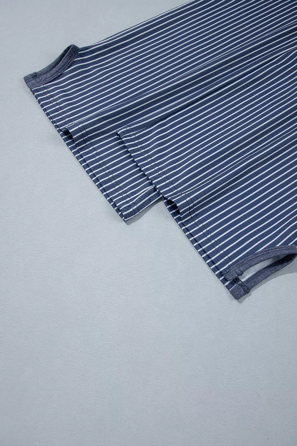 Raw Seam Patchwork Top and Pants Set in Dusty Blue