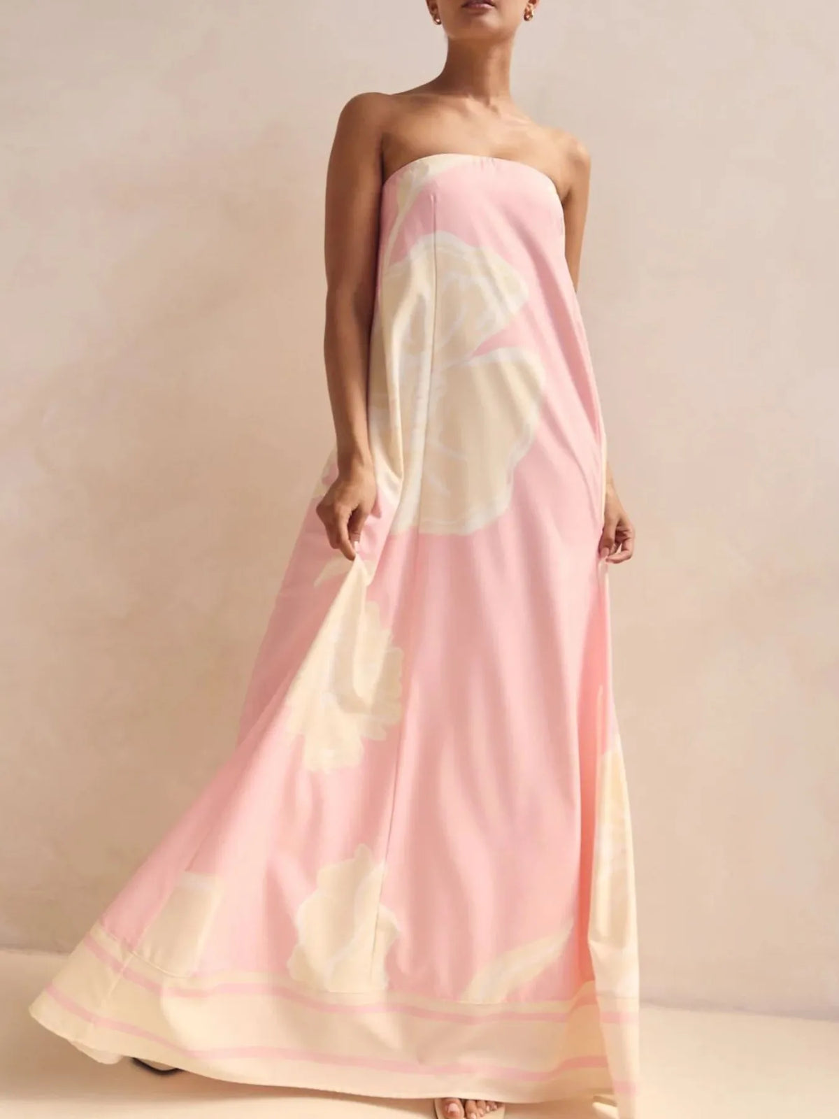 Smocked Printed Tube Maxi Dress