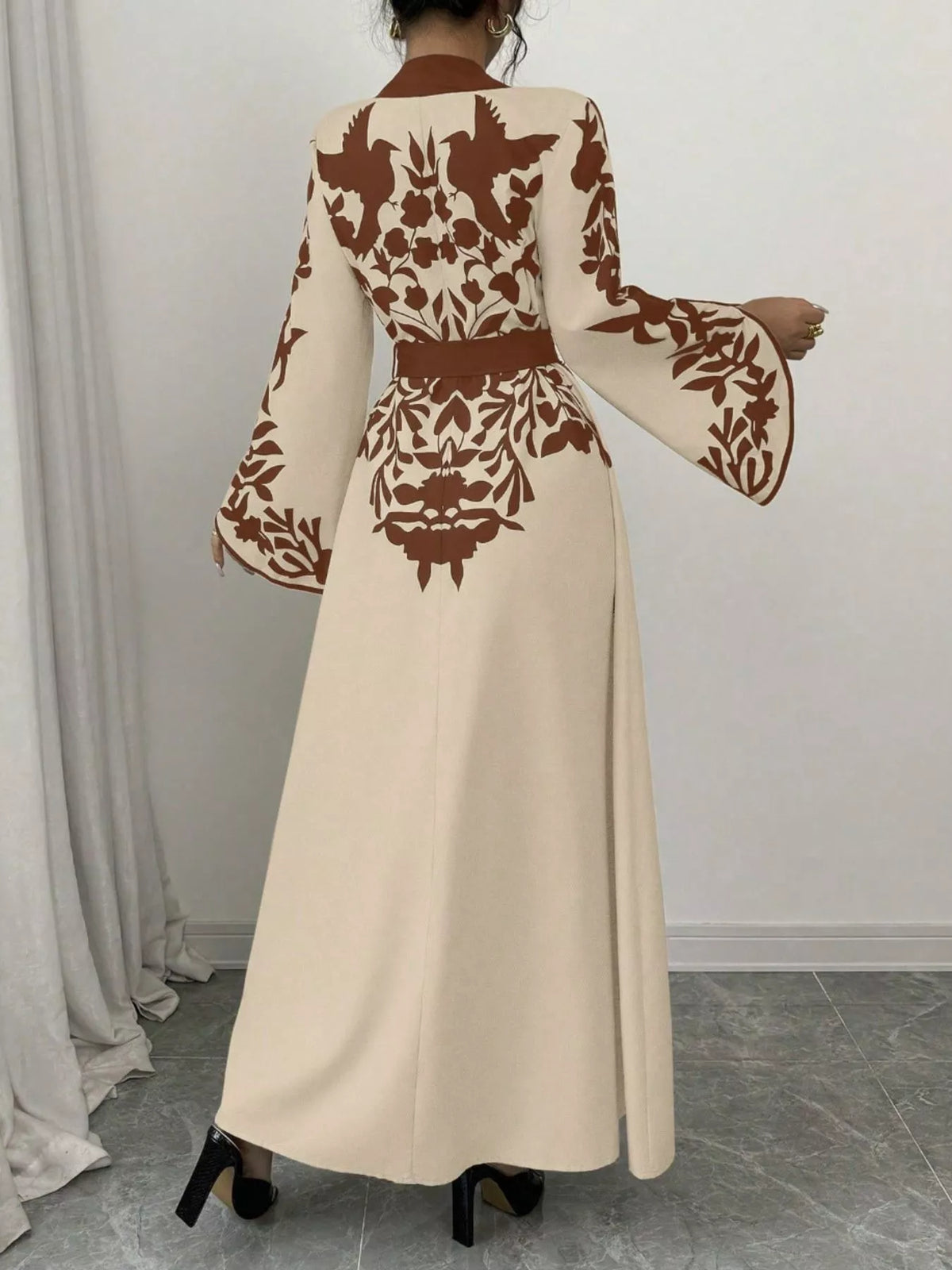 Printed Tie-Waist Maxi Dress with Front Split by Calliope