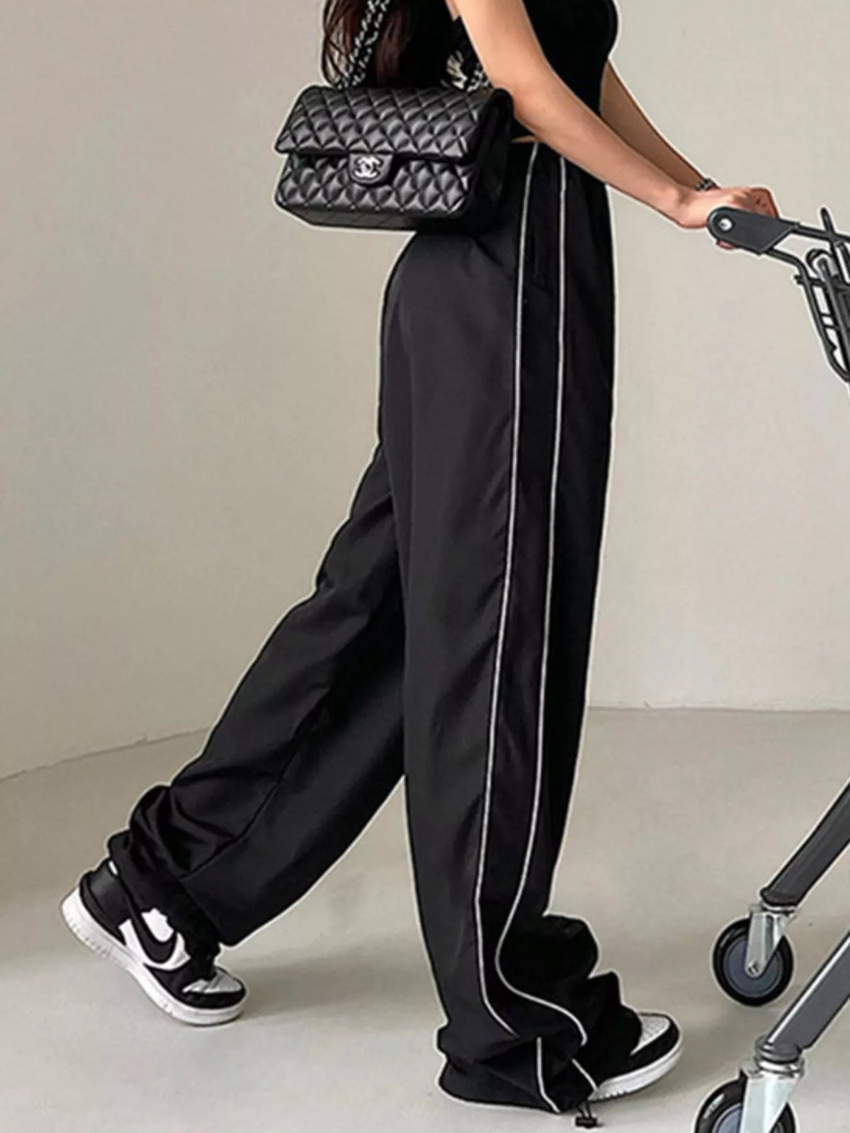 Elastic-Waist Wide Leg Pants
