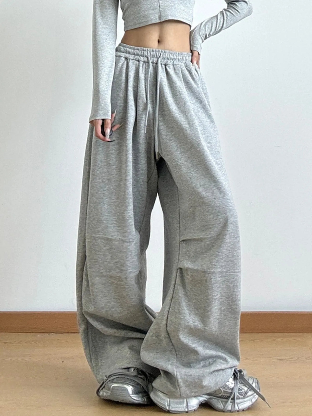 Wide Leg Pants with Drawstring Tie