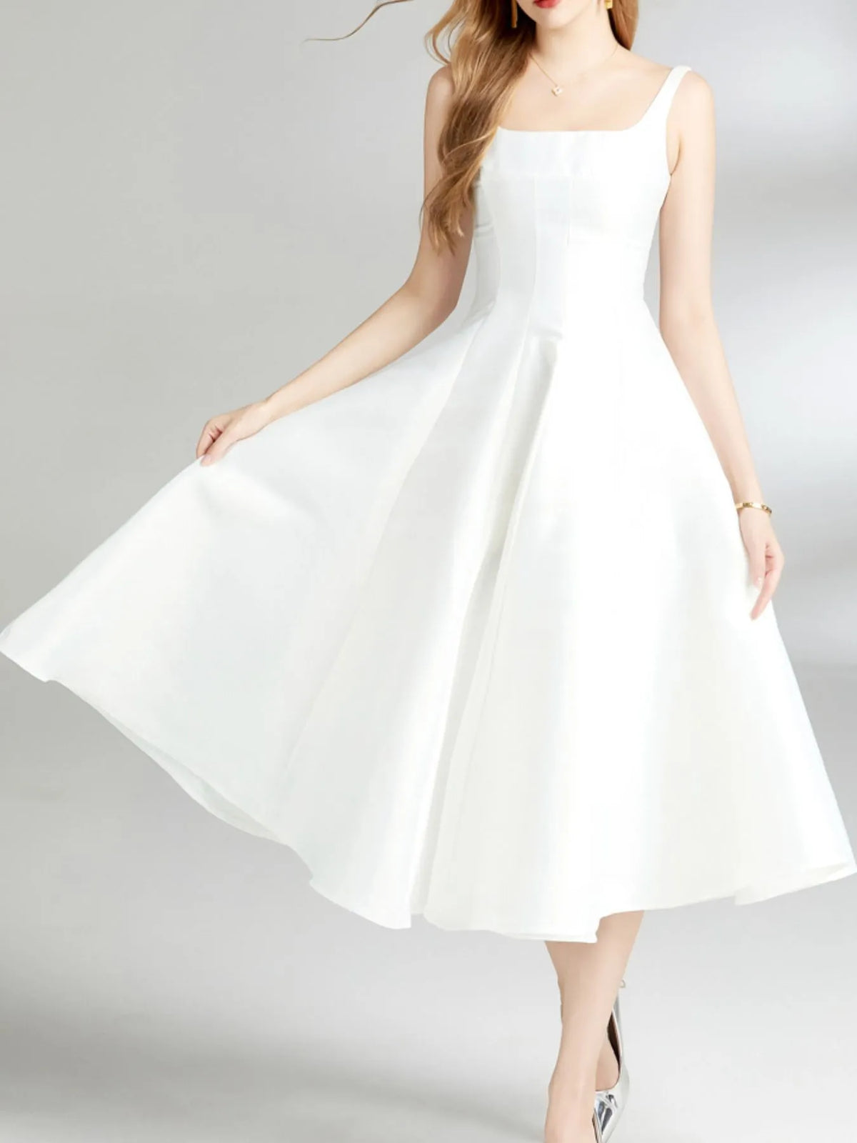 A-Line Sleeveless Midi Dress