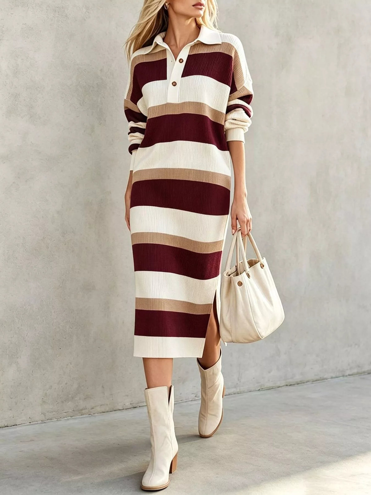 Polo Collar Sweater Dress