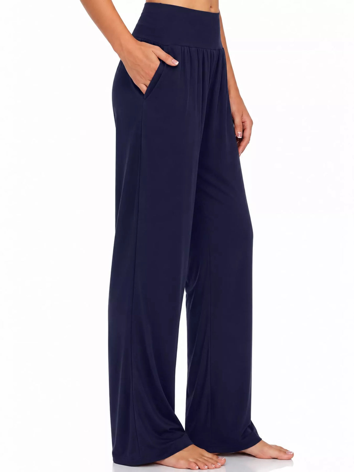High-Rise Wide-Leg Pants with Pockets