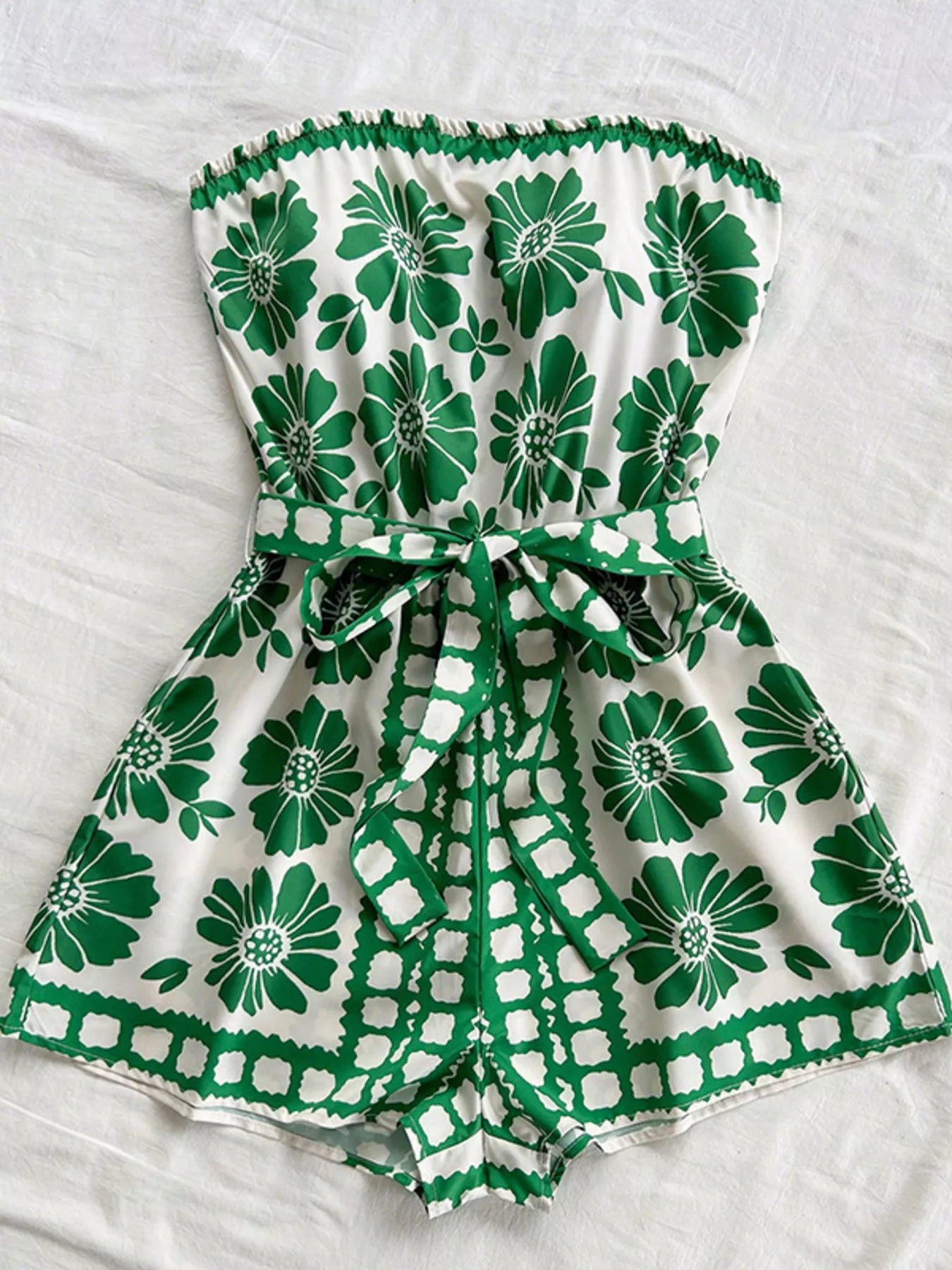 Strapless Tie-Waist Romper