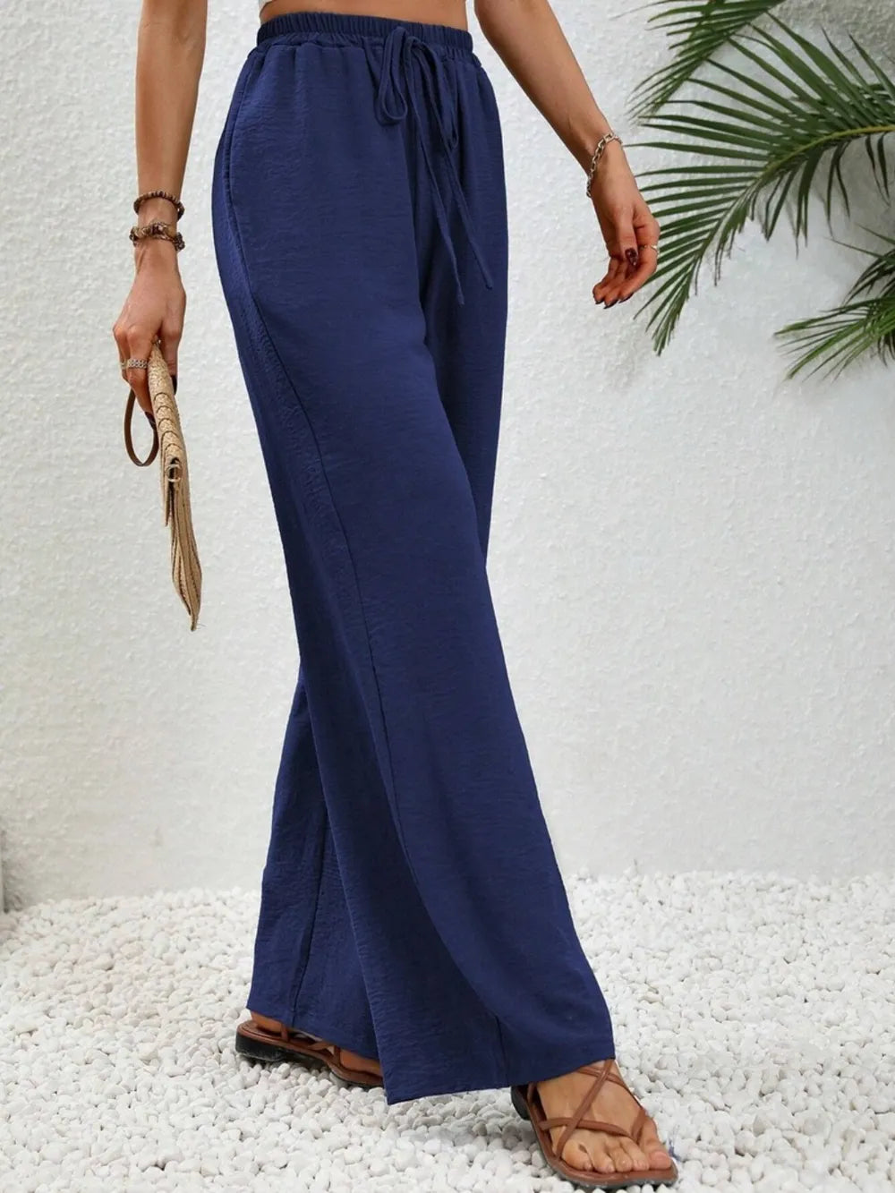 Wide-Leg Drawstring Pants