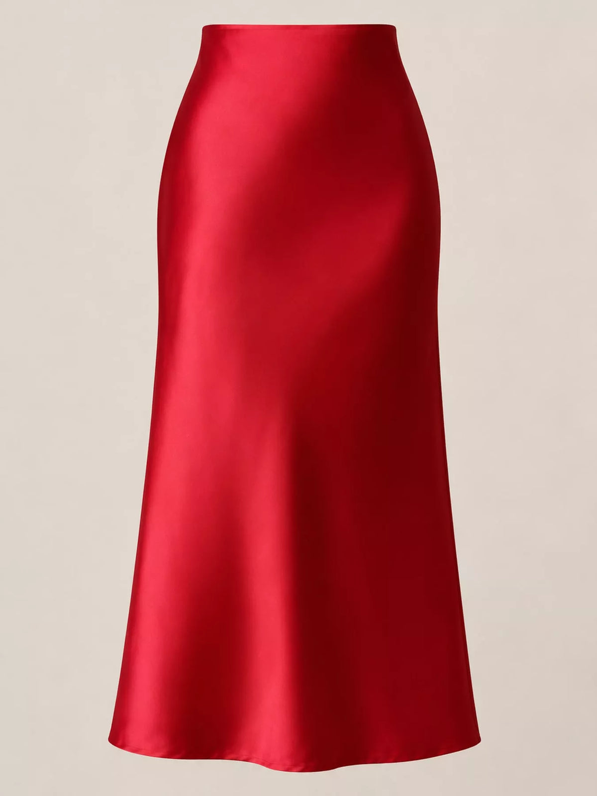 High-Waisted Satin Midi Skirt