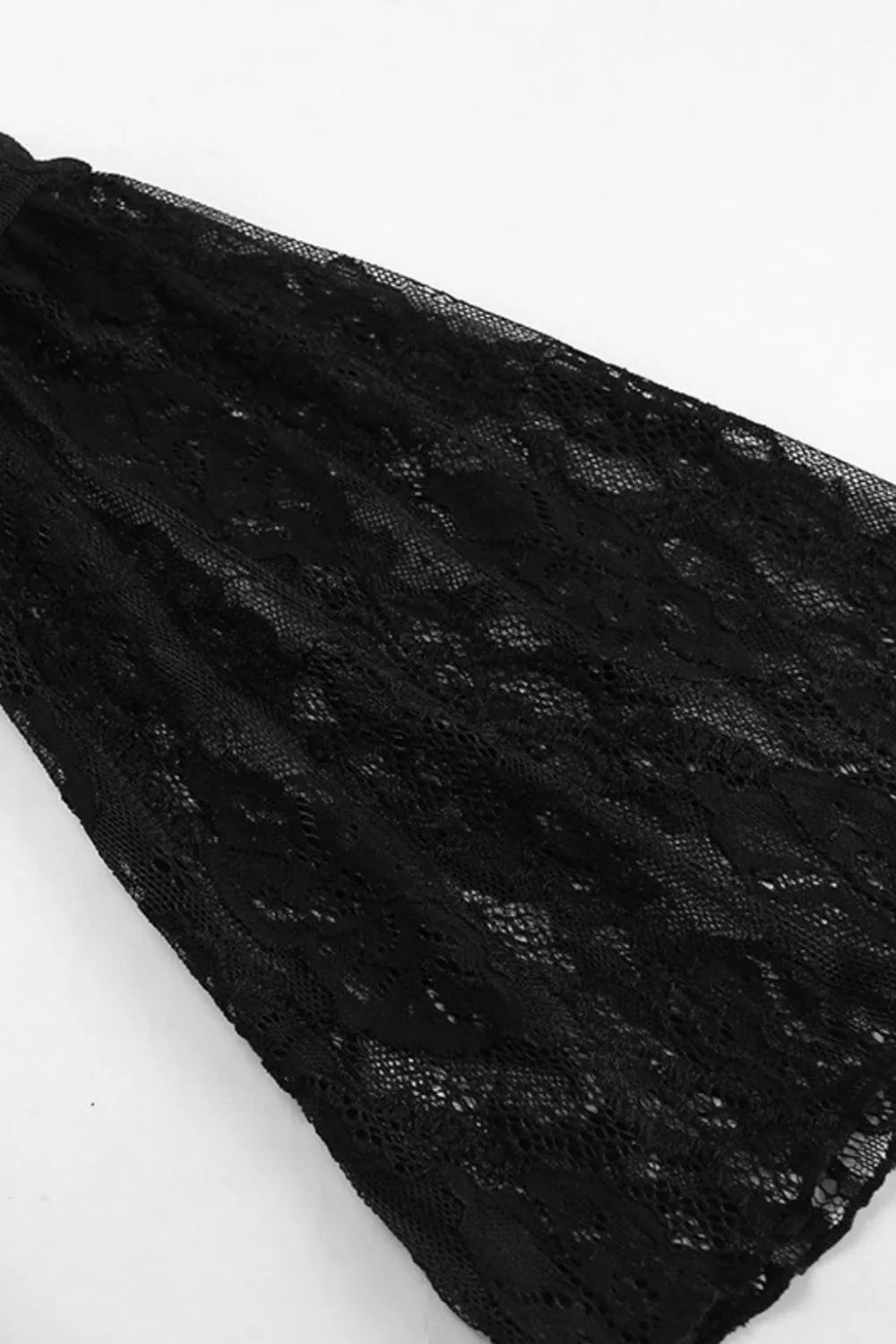 Lace Sweetheart Neck Flare Sleeve Mini Dress in Black