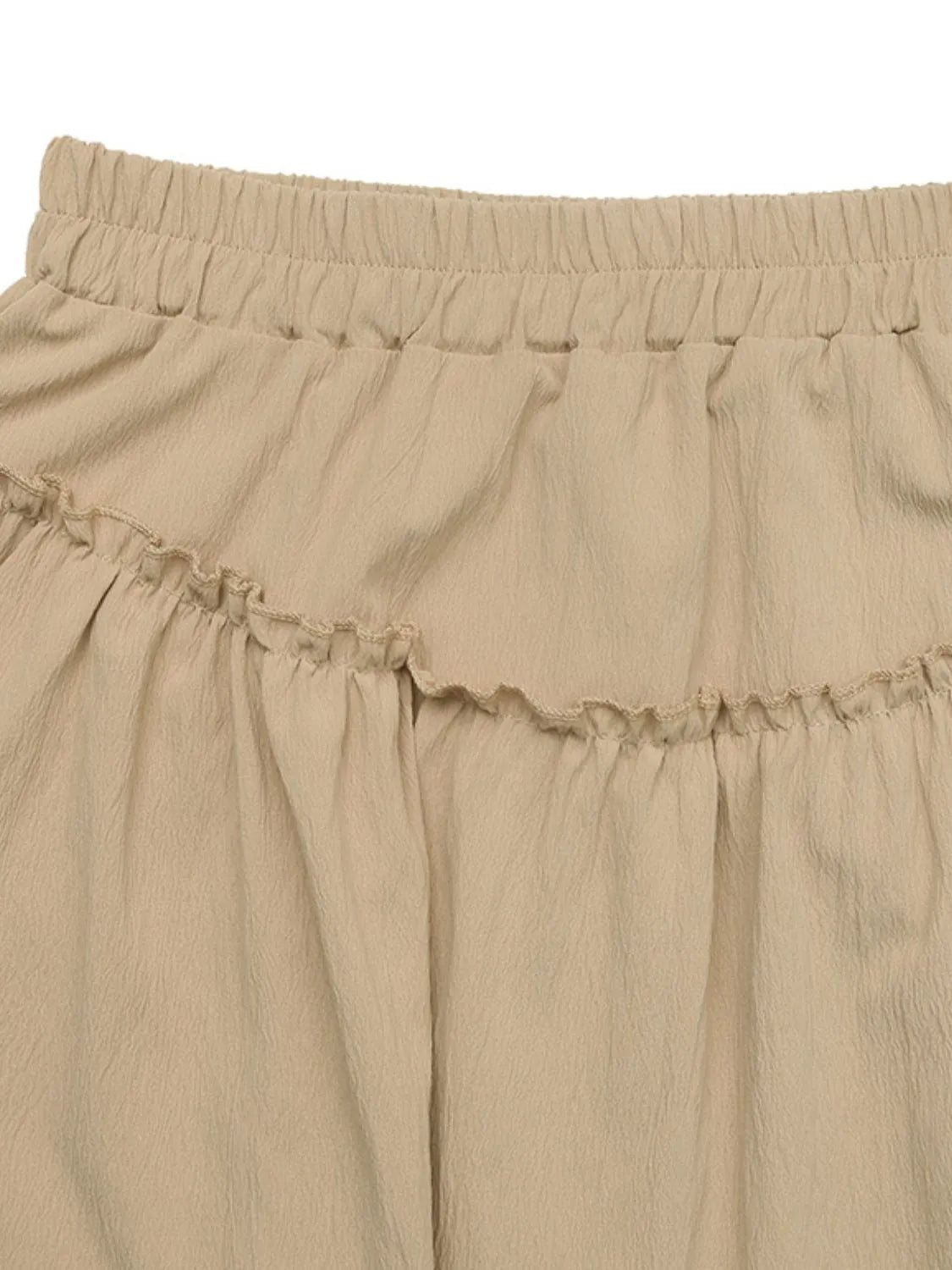 Elastic Waist Layered Skirt in Tan