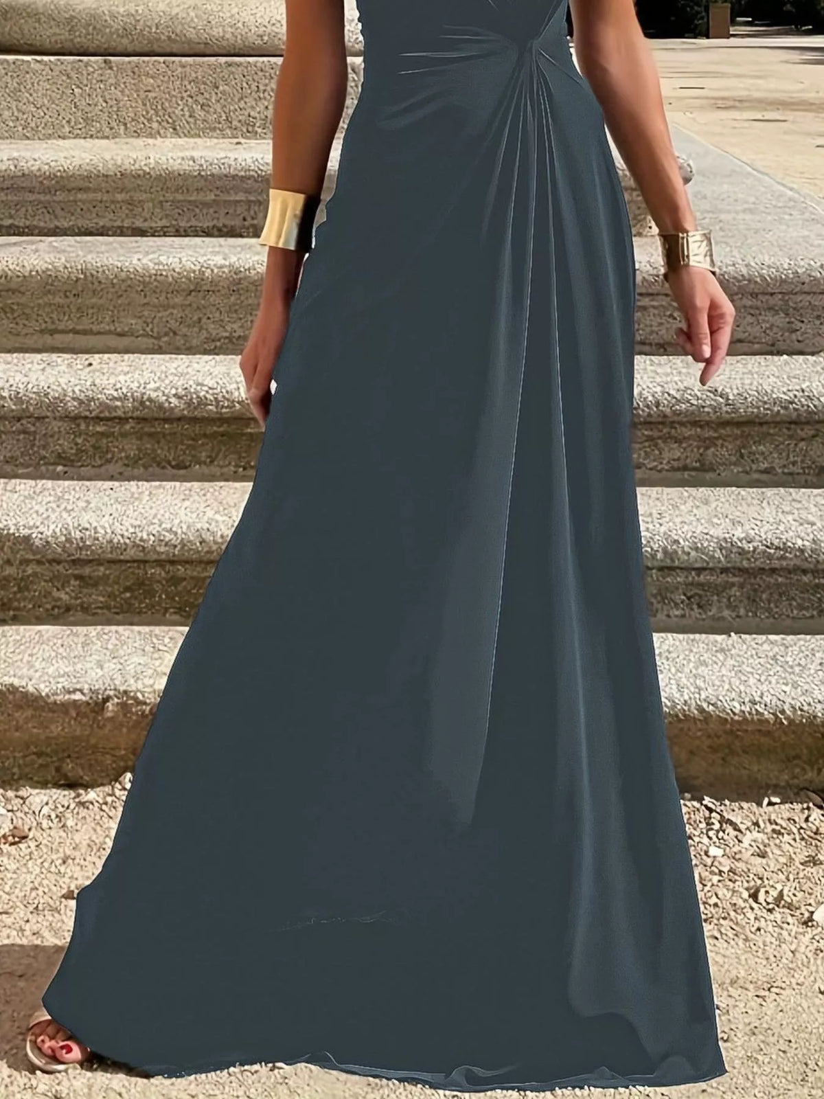 Twisted Round Neck Sleeveless Maxi Dress