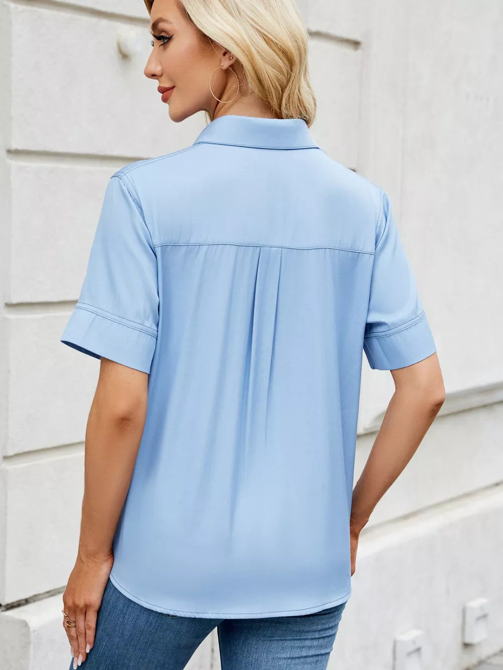 Collared Short Sleeve Shirt by Moni Wear