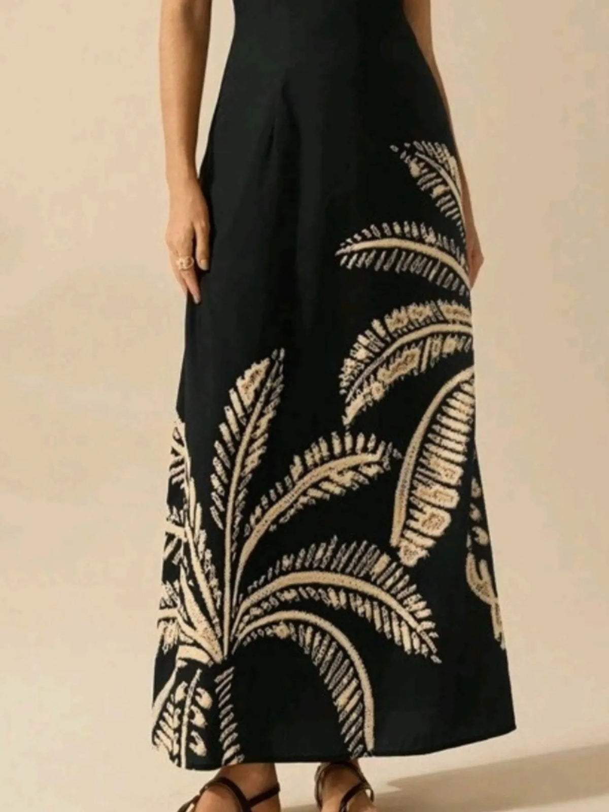 Printed Sleeveless Maxi Dress with Tie Detail by Rosaline