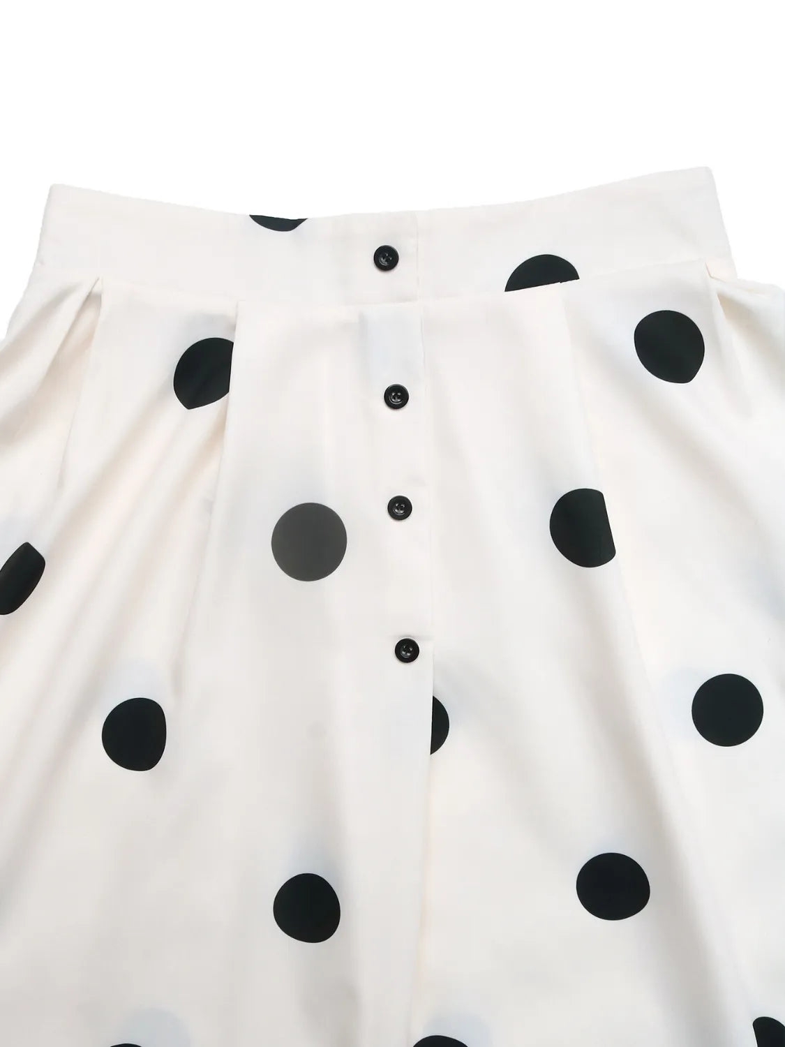Polka Dot Button Skirt in Cream