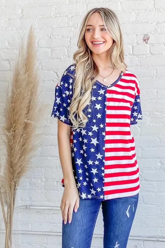 And The Why American Flag Top in Red and Navy in Red/navy