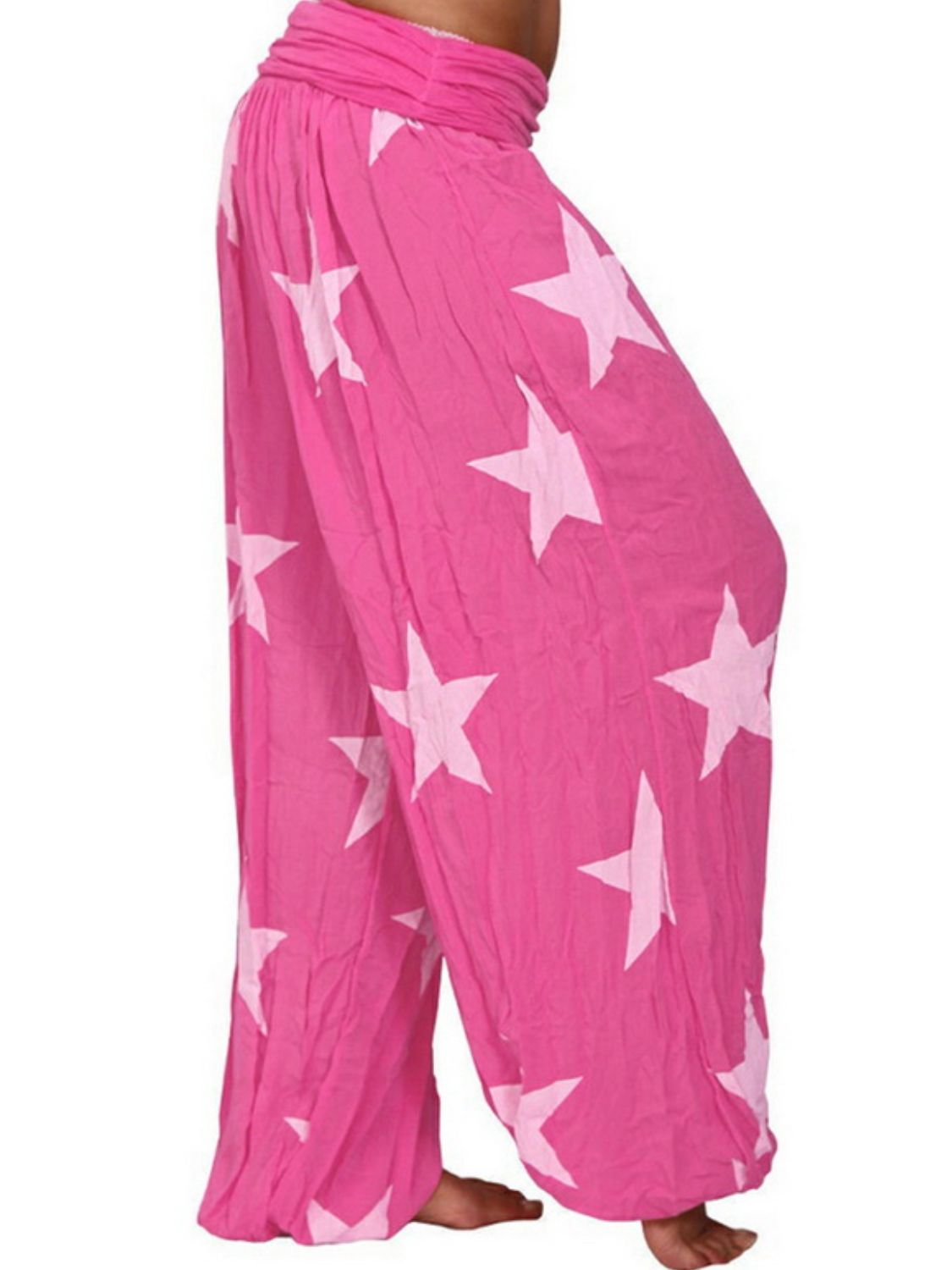 Ruched High-Waist Printed Pants