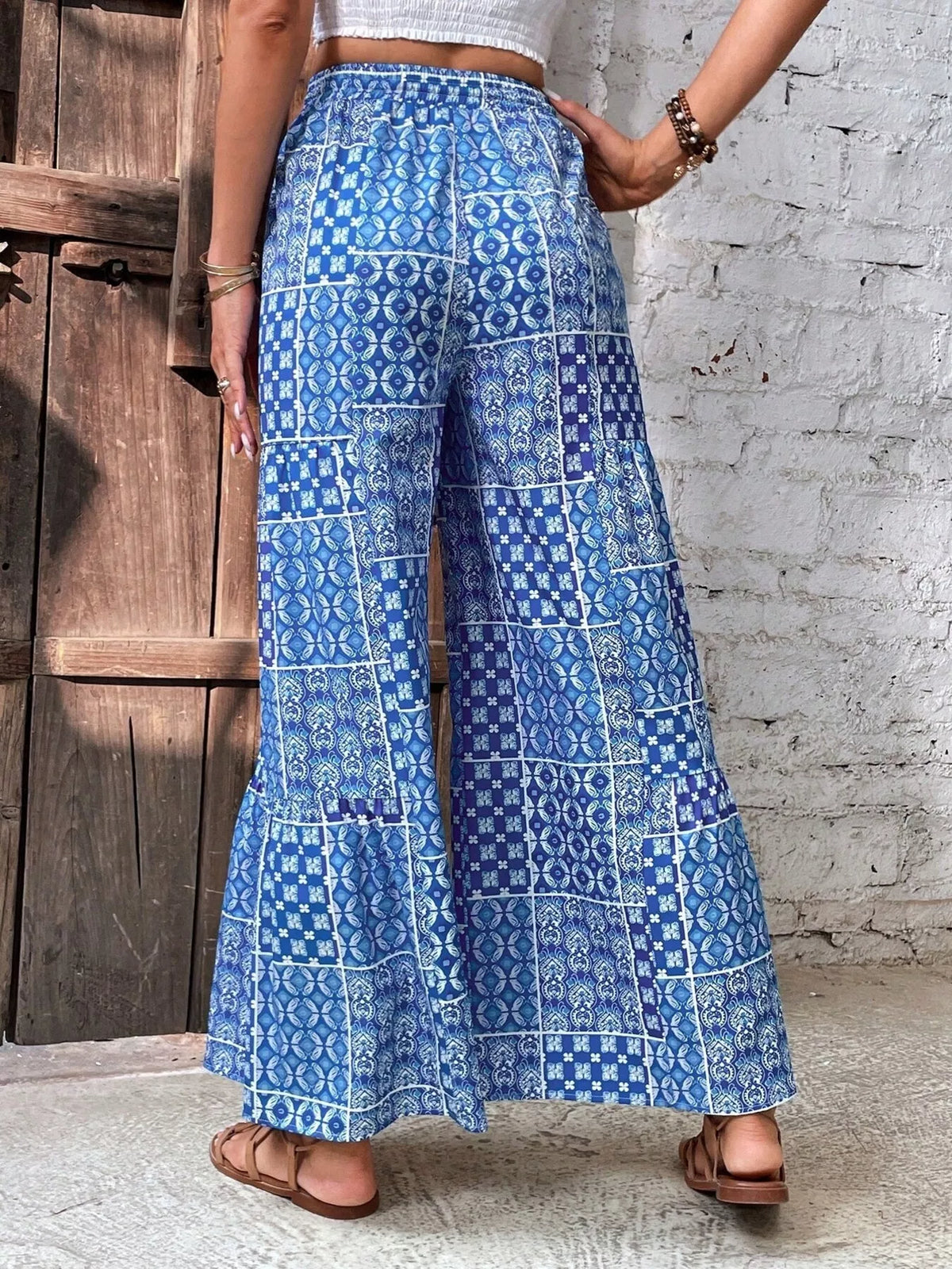 High-Waisted Wide-Leg Pants in Blue