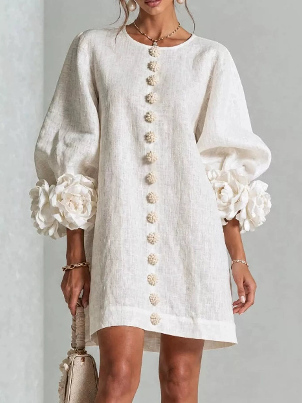 3D Floral Applique Mini Dress