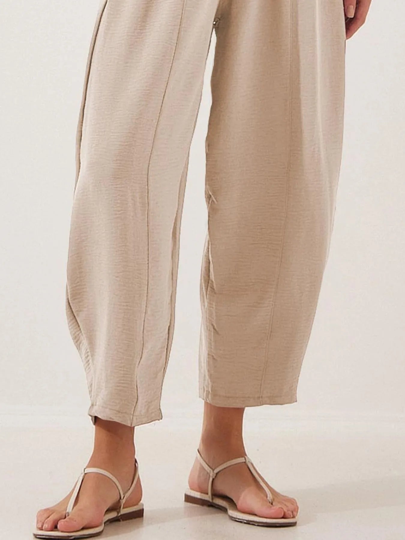 Drawstring Wide Leg Cropped Pants