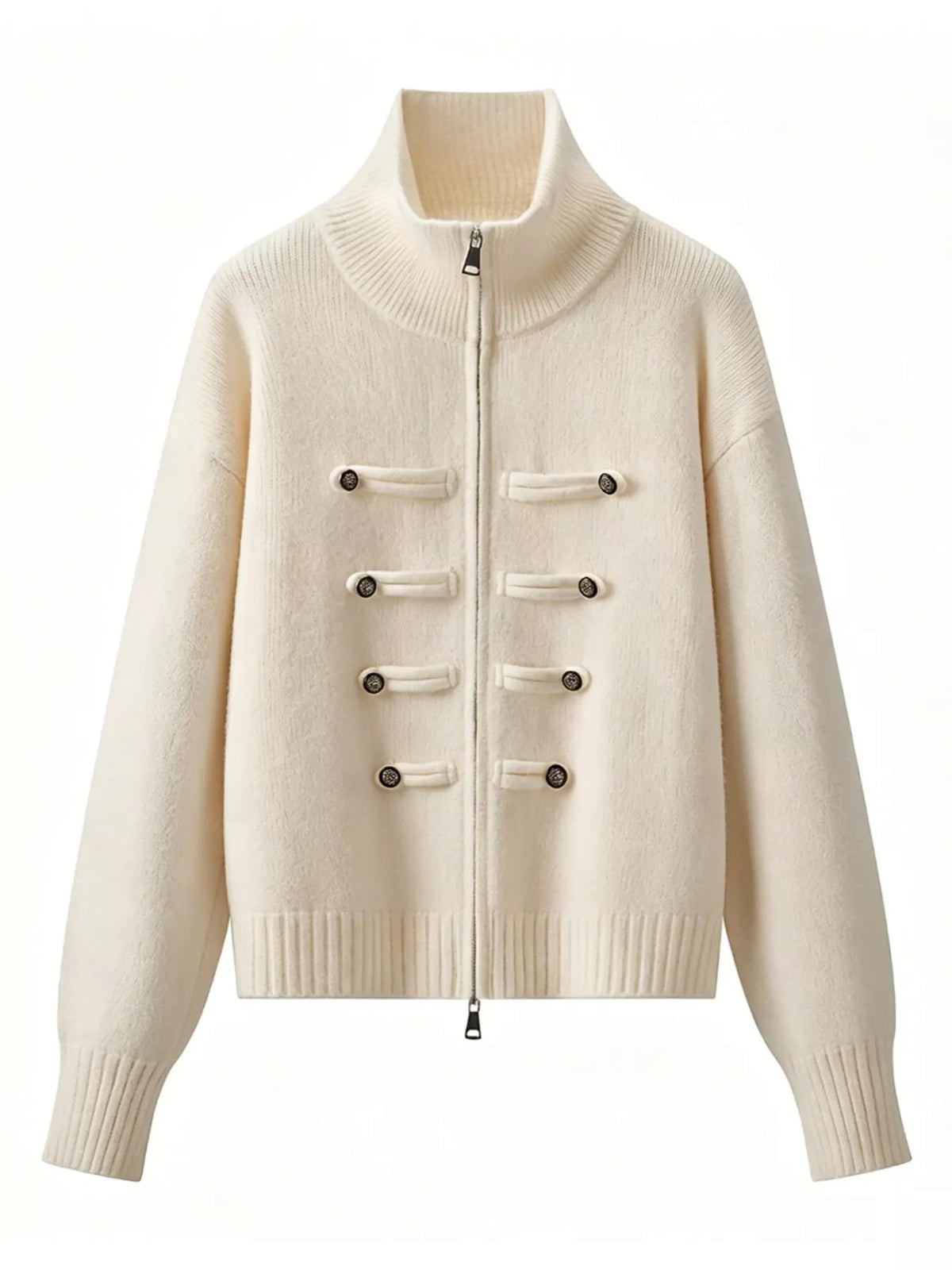 Turtleneck Zip-Up Cardigan