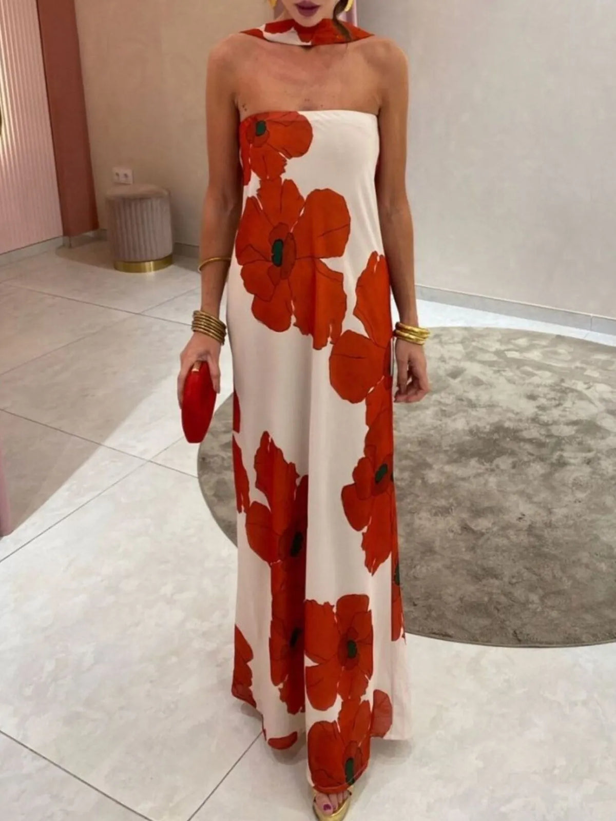 Printed Tube Maxi Dress