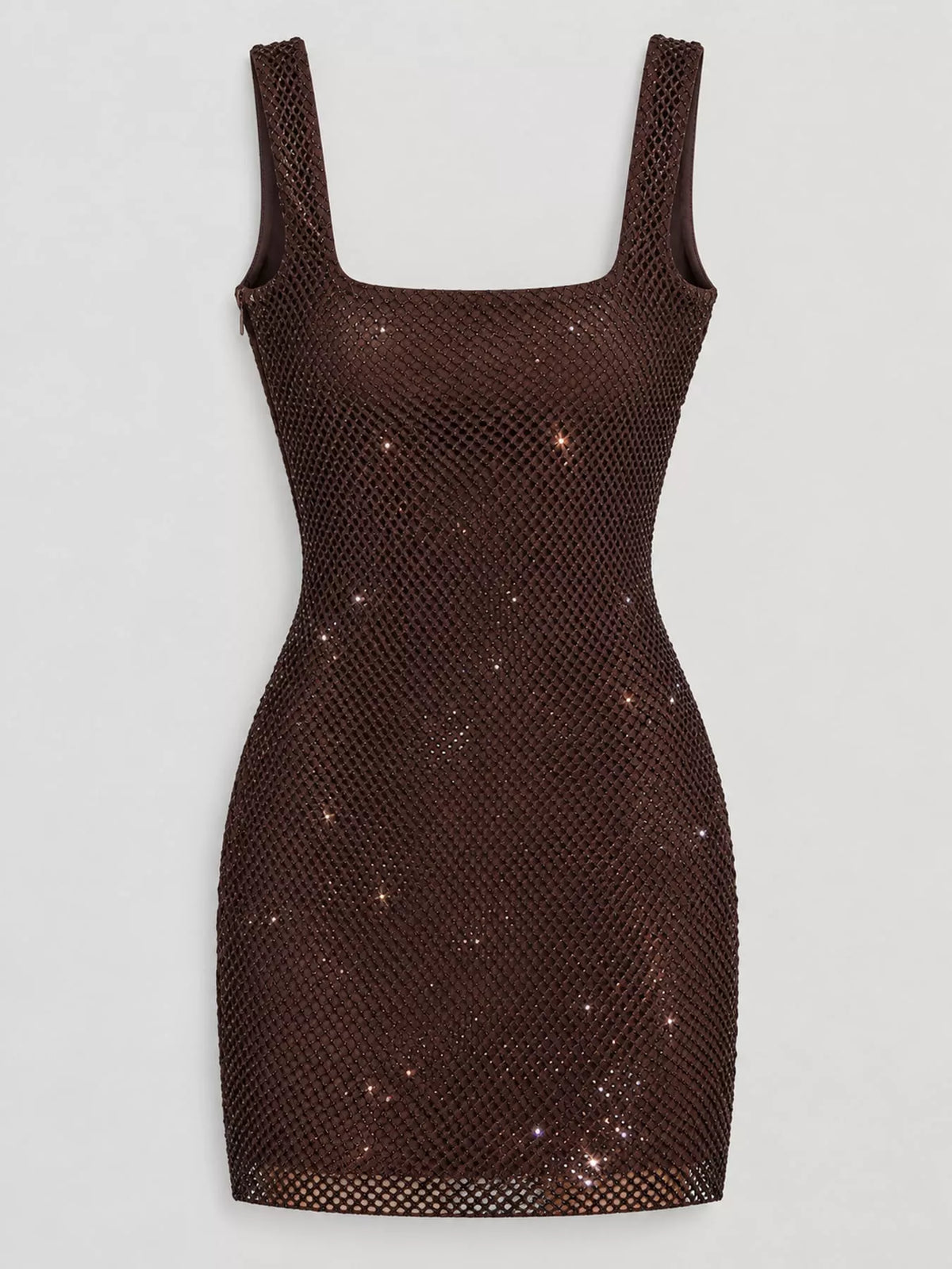 Backless Rhinestone Mesh Bodycon Mini Dress