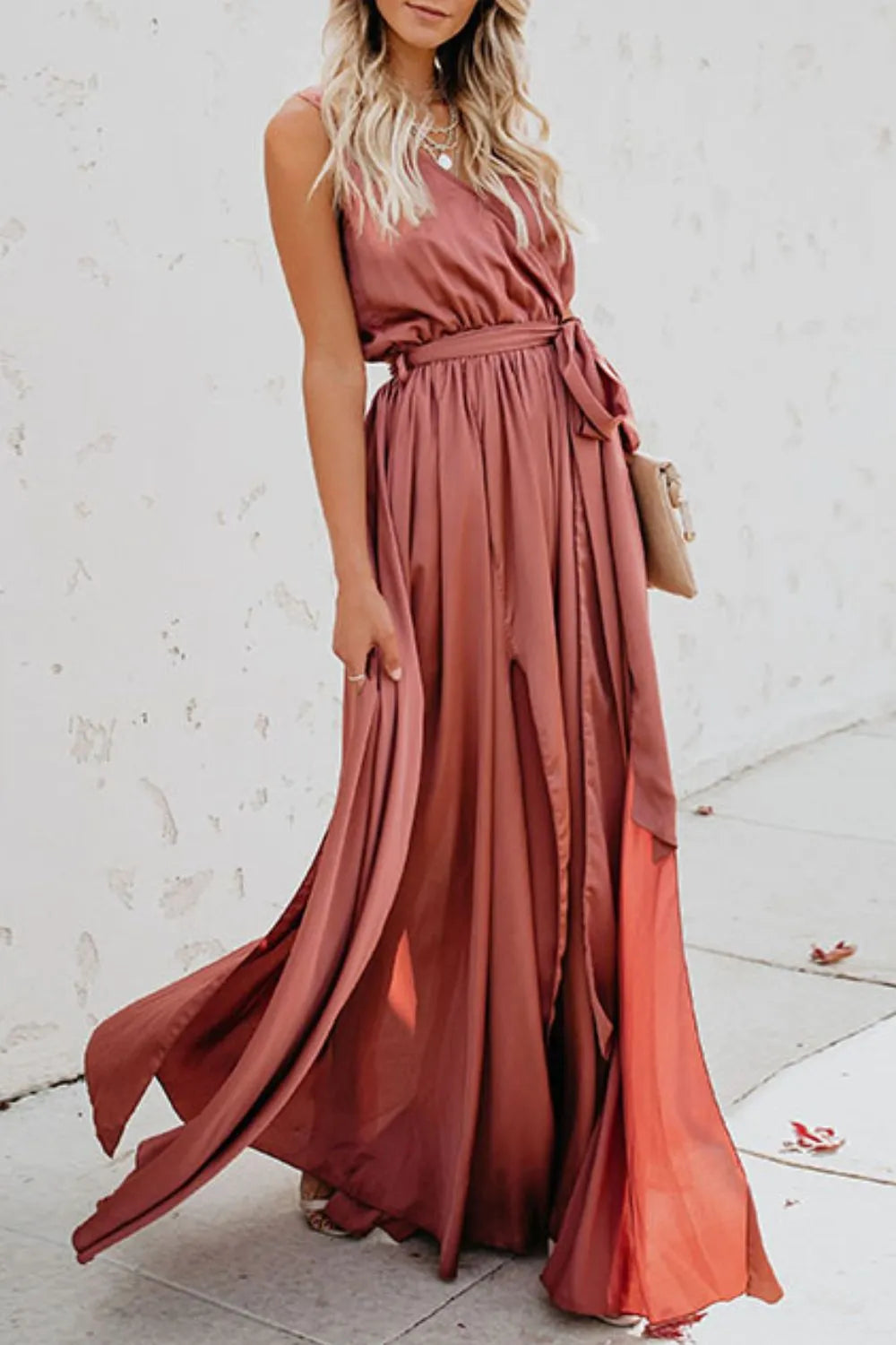 Surplice Tie-Waist Maxi Dress
