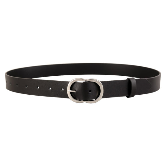 Ilussa Skinny Leather Belt with Oval Buckle