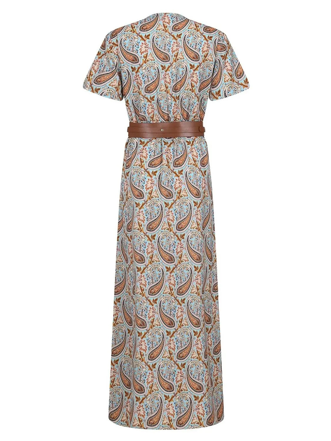 Belted V-Neck Maxi Dress with Pockets
