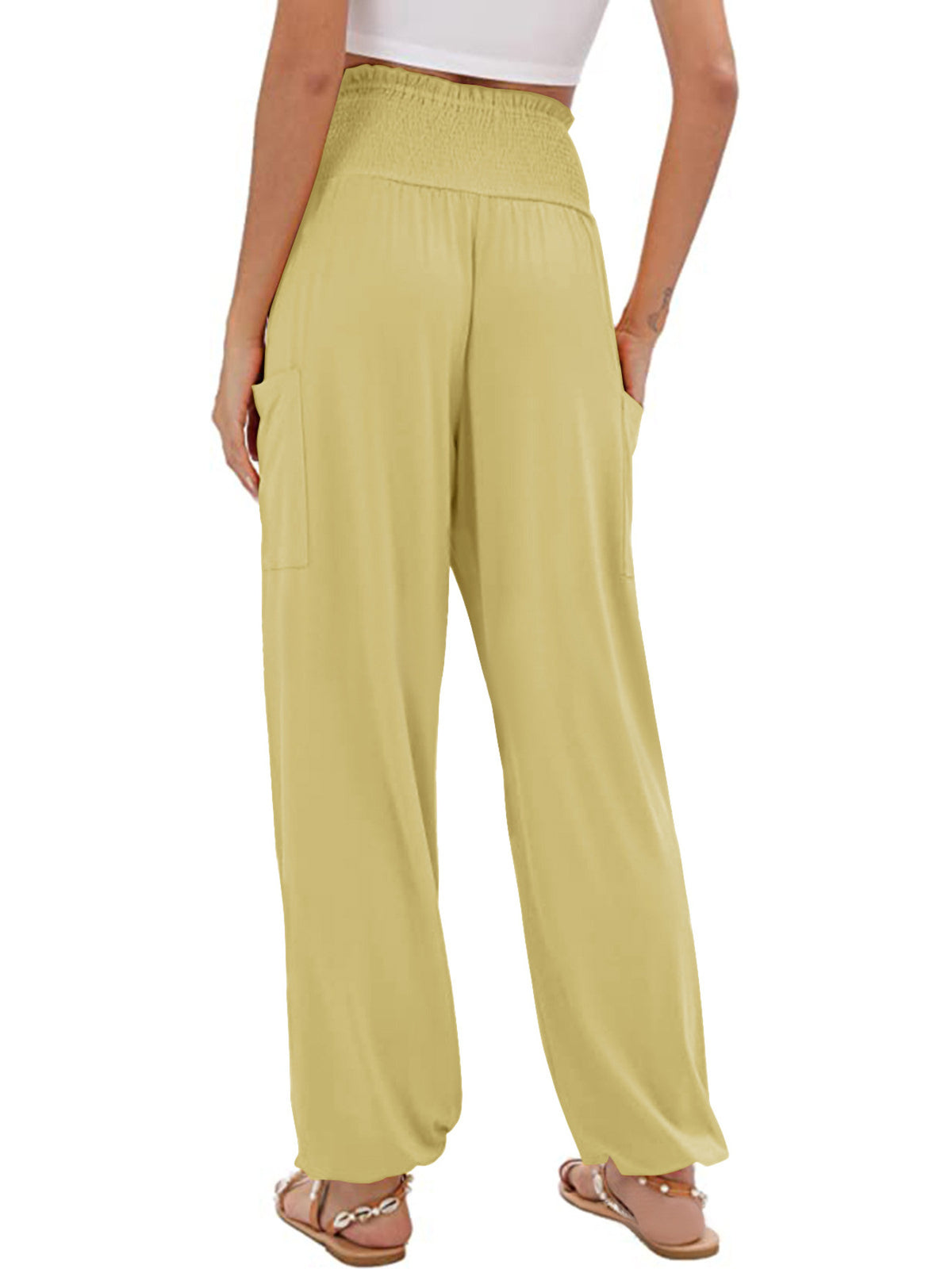 Smocked Waist Harem Pants