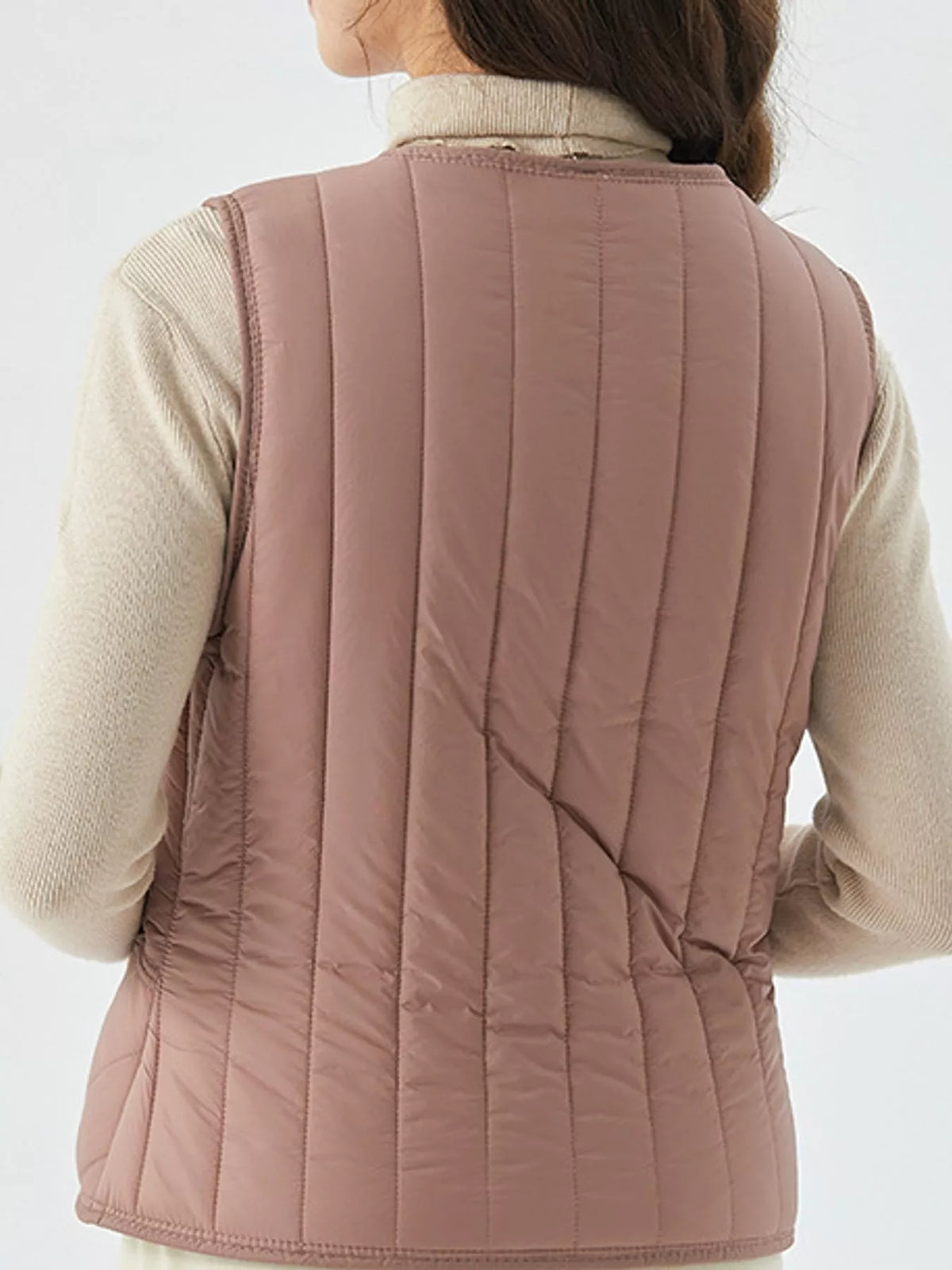 Quilted Button-Up Vest Coat