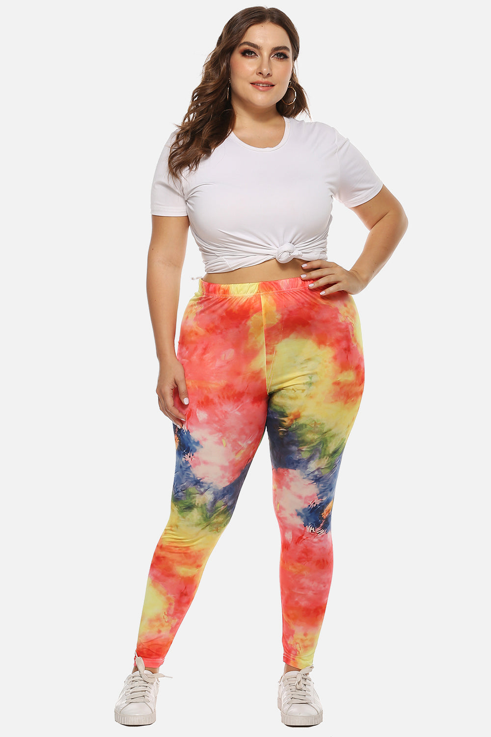 Plus-Size Tie-Dye Leggings in Multicolor
