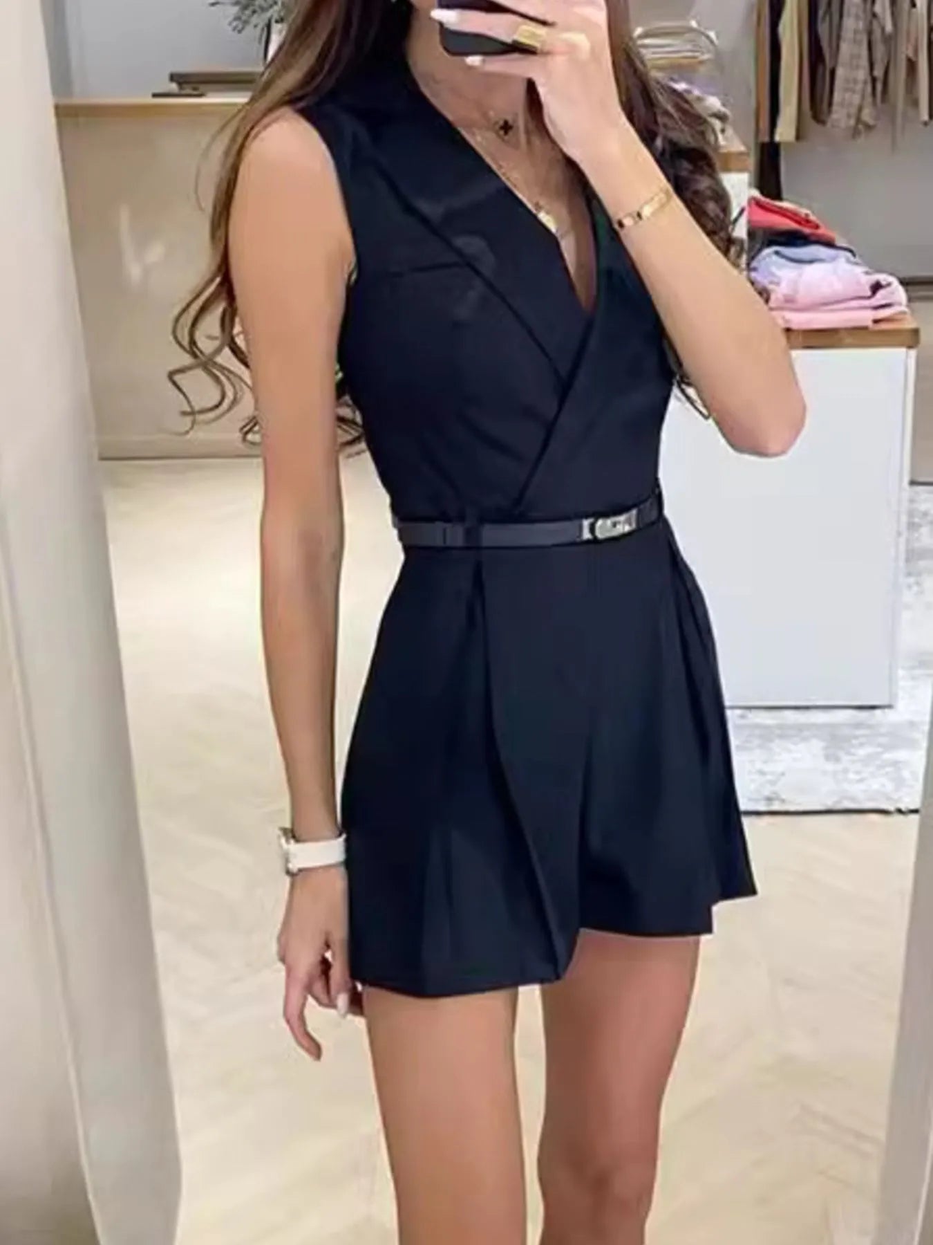 Sleeveless Surplice Romper