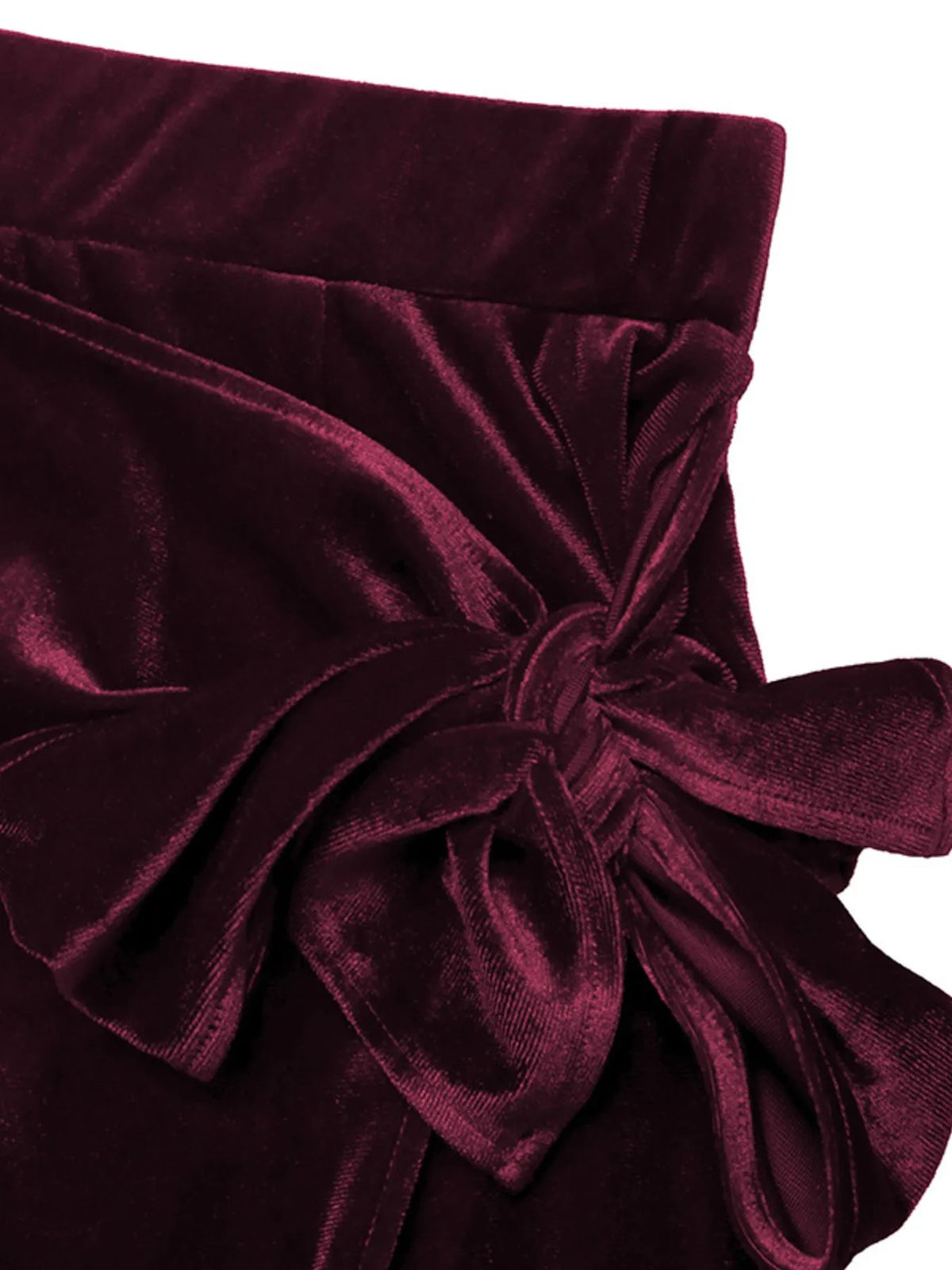 Side-Tied Velvet Skirt in Burgundy