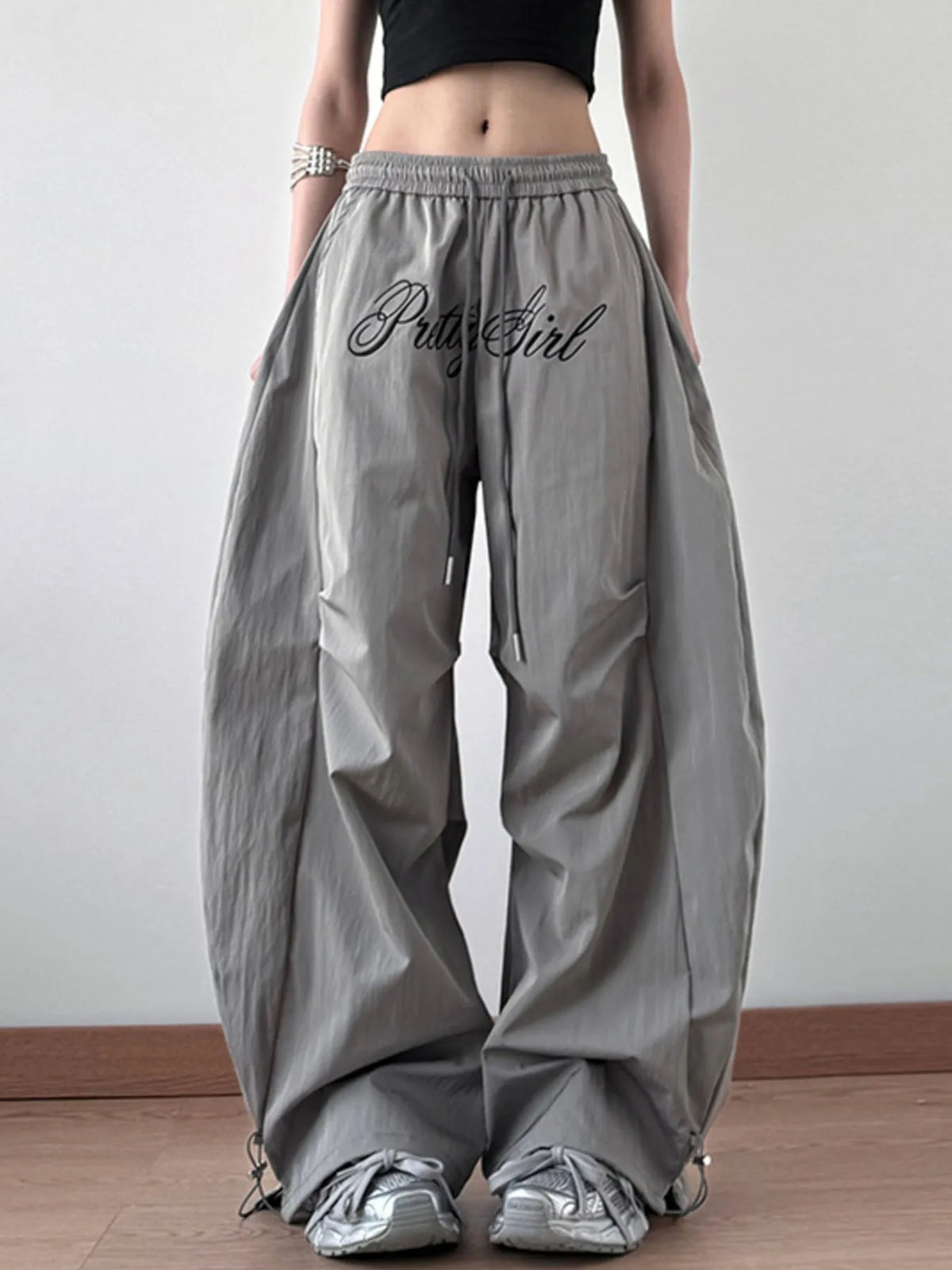 Oversized Wide Leg Pants with Drawstring