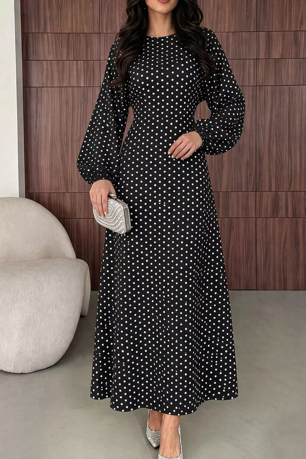 Polka Dot Tie-Waist Maxi Dress