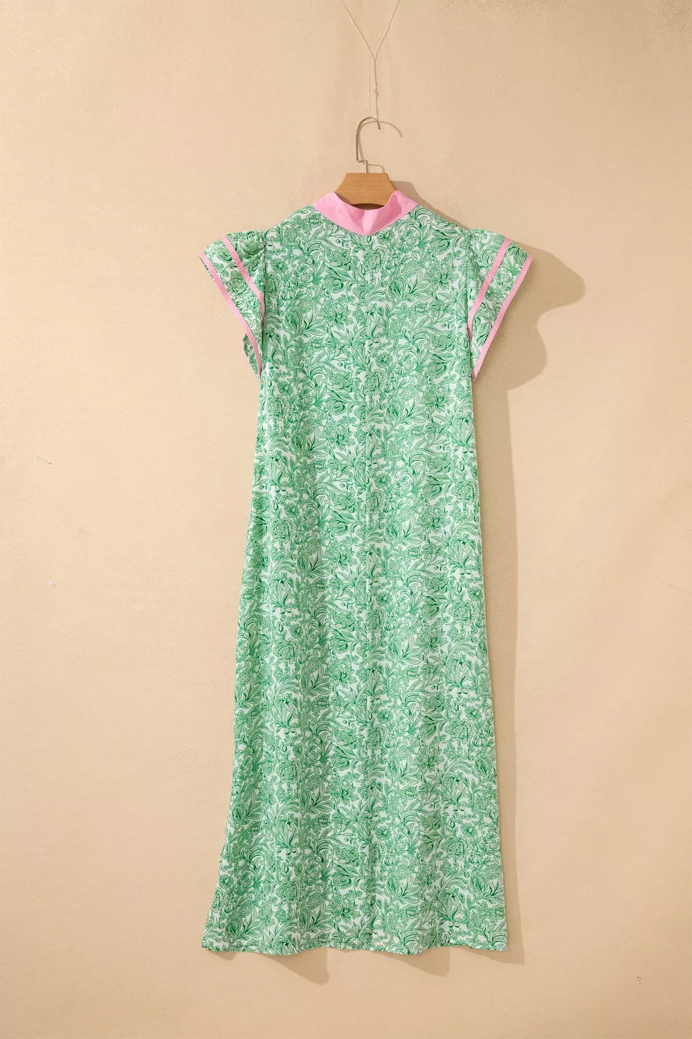 Flutter Sleeve Floral Midi Dress in Gum Leaf
