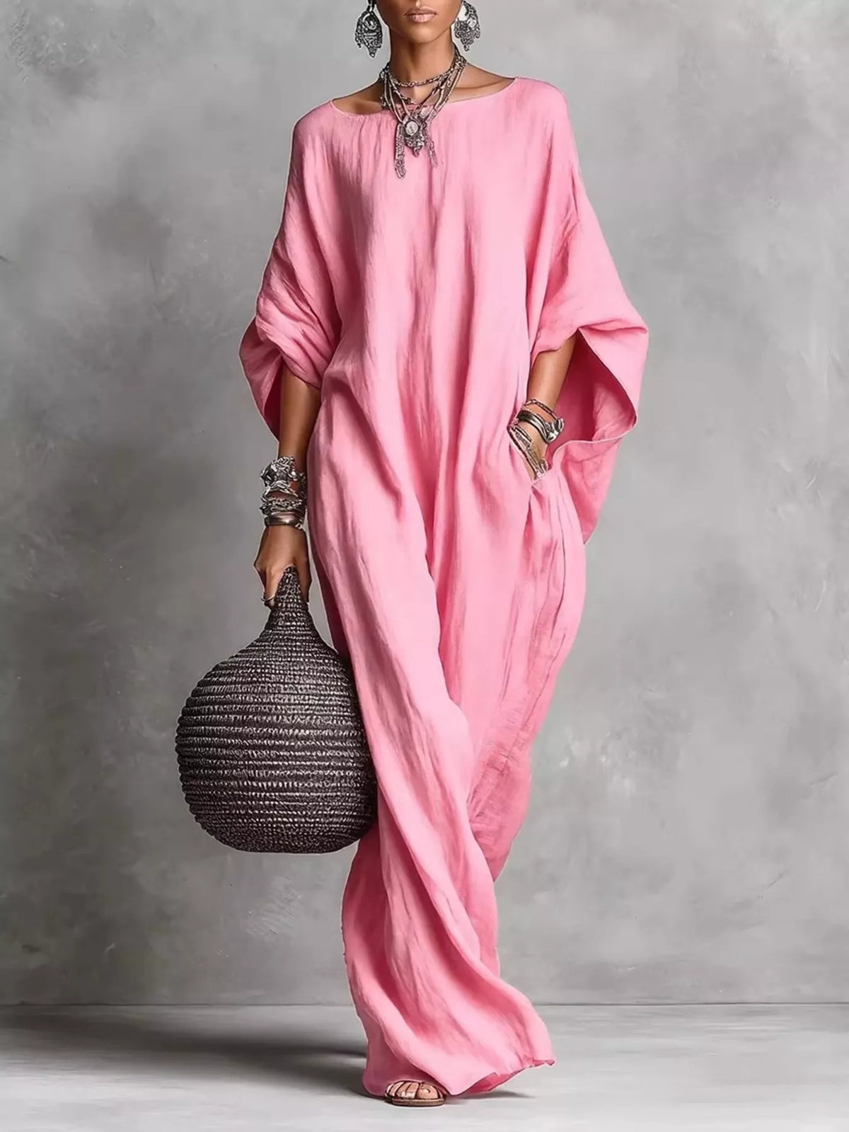 Loose Fit Boat Neck Dress