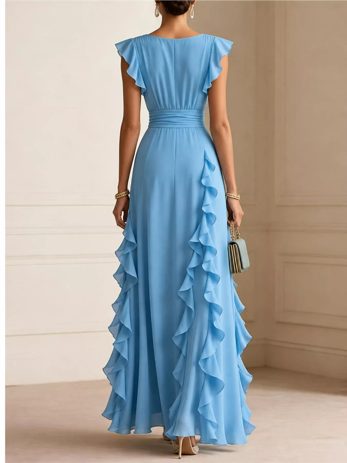 Ruffled Surplice Maxi Dress