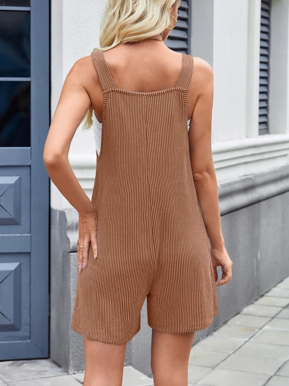 Knotted Strap Scoop Neck Overalls