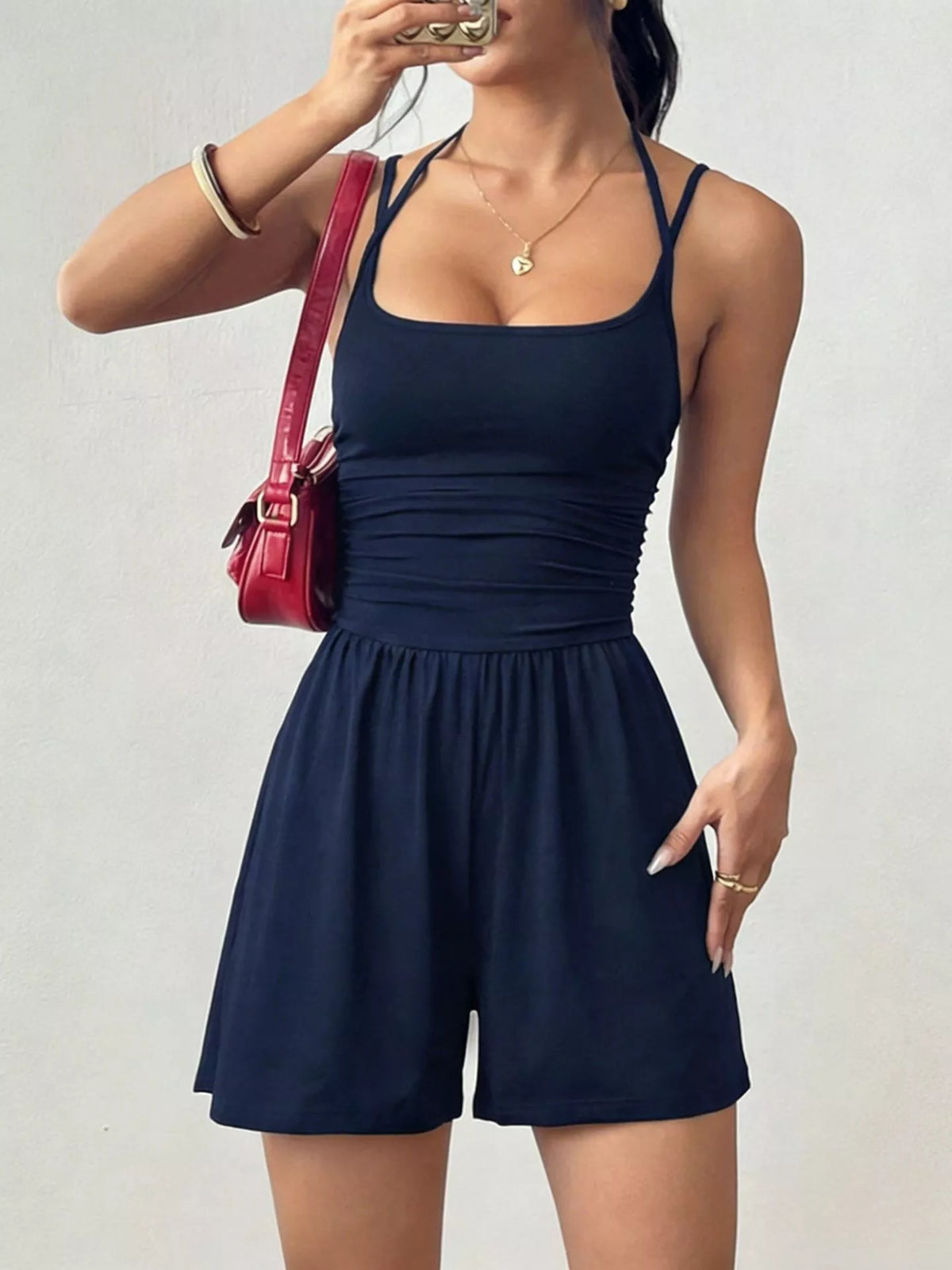Ruched Spaghetti Strap Romper