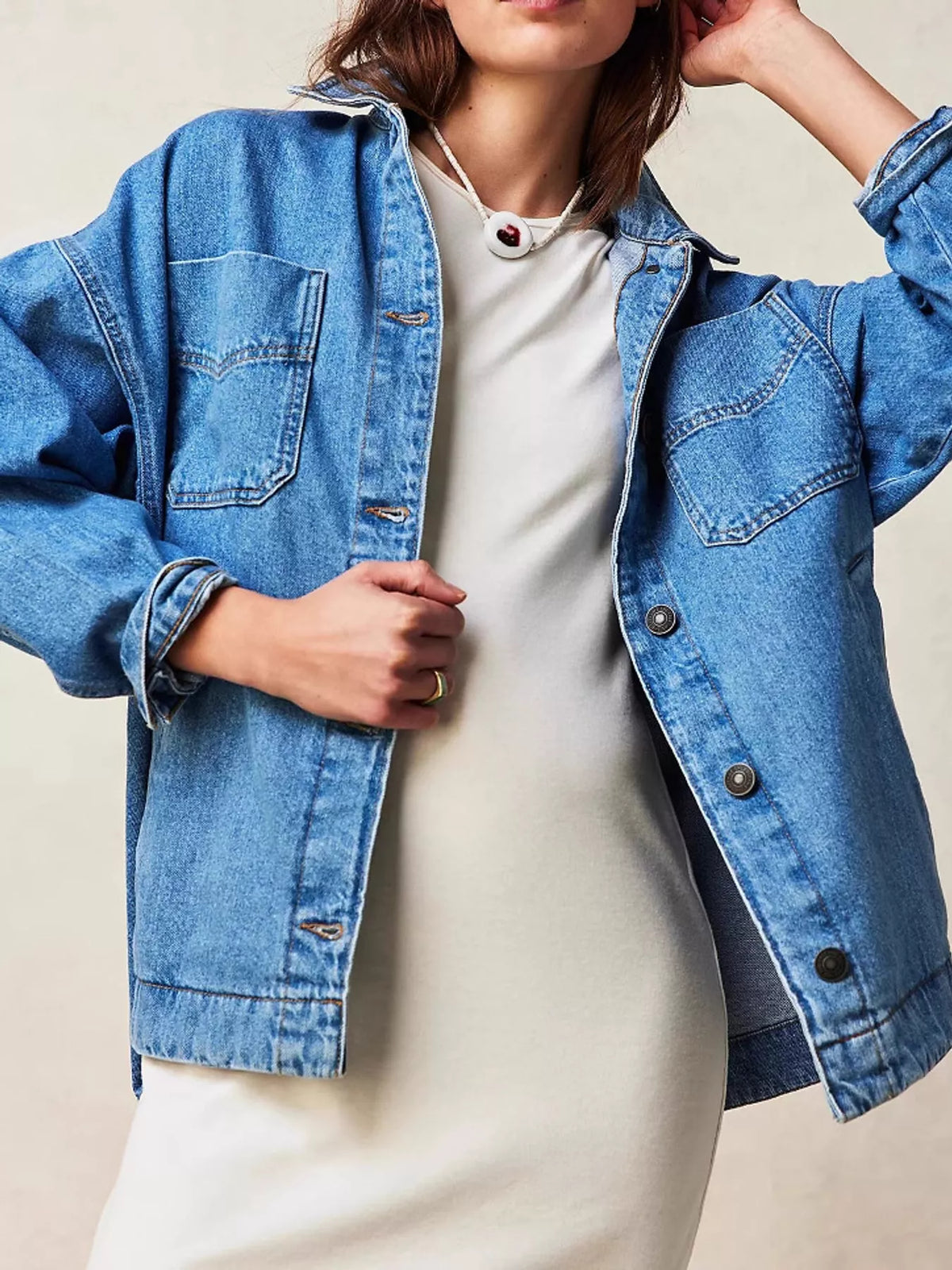 Button-Up Long Sleeve Denim Jacket