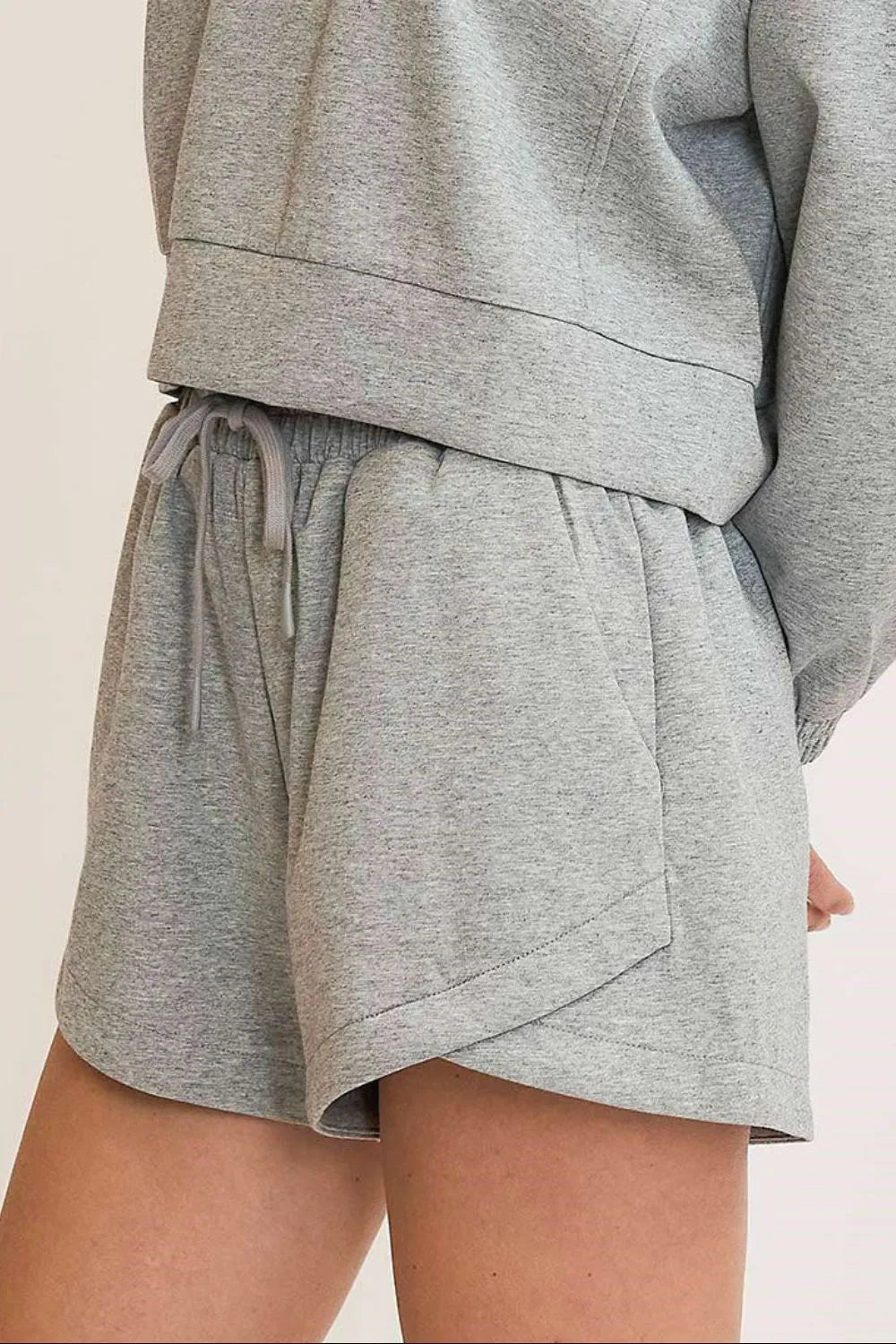 Umgee Drawstring Sweatshorts with Pockets in Gray