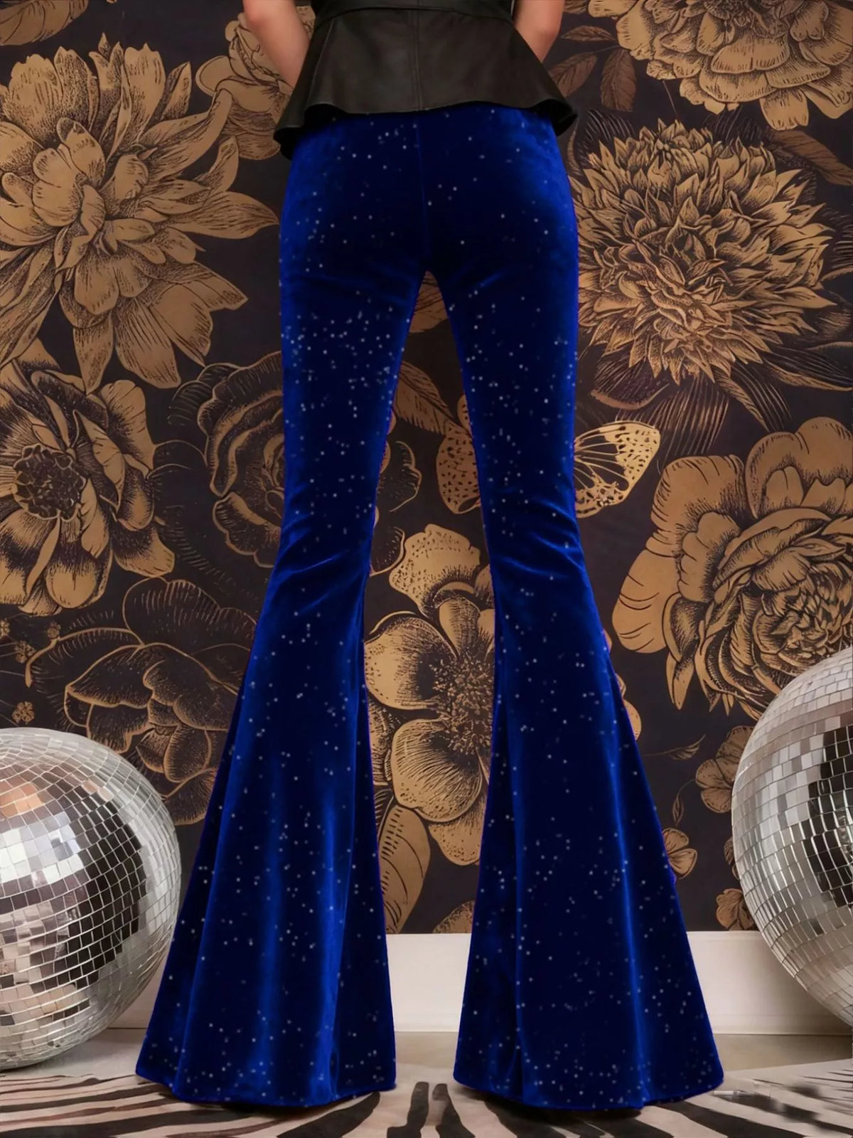 High-Waisted Velvet Flared Pants