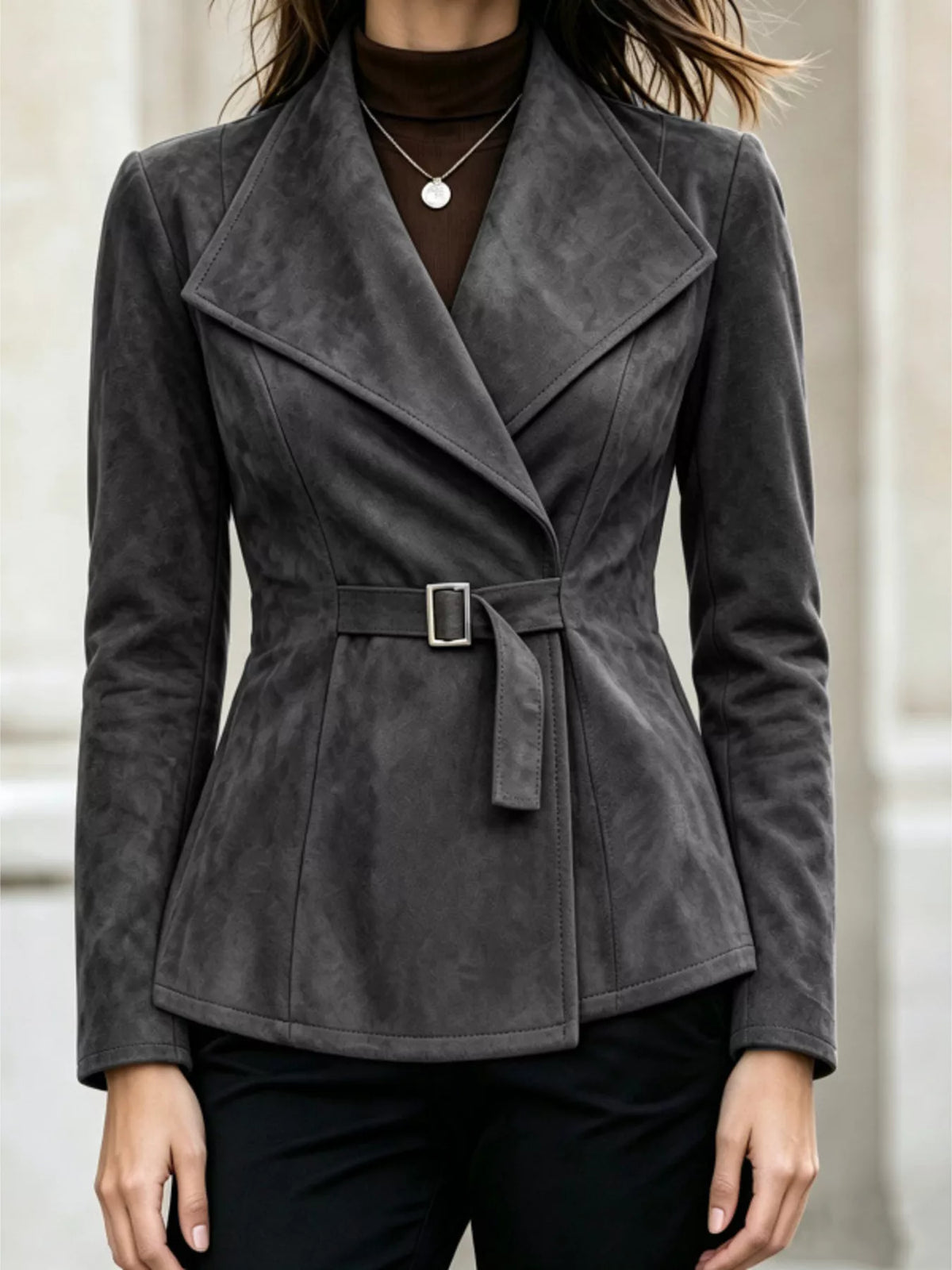 Long Sleeve Buckle Belted Jacket