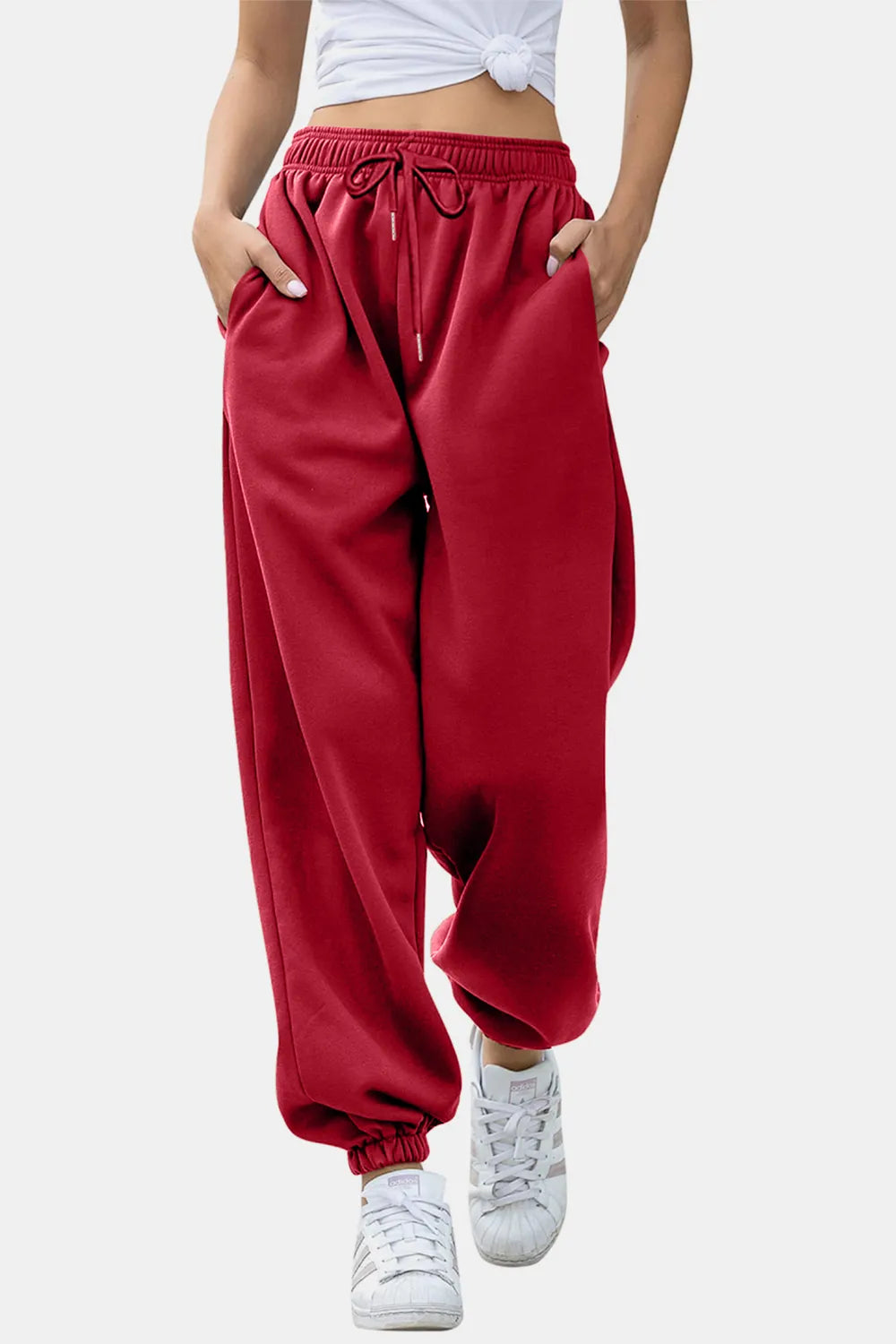 Tie-Waist Joggers with Pockets in Rich Hues by K&L